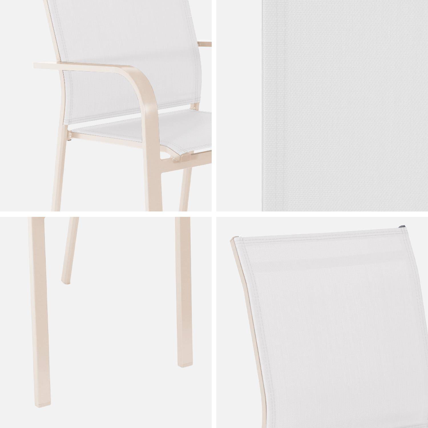 Silla de jardín apilable de aluminio y textileno, set de 2, Buffalo, Beige, 64.5x45.5x89.5 cm Photo6