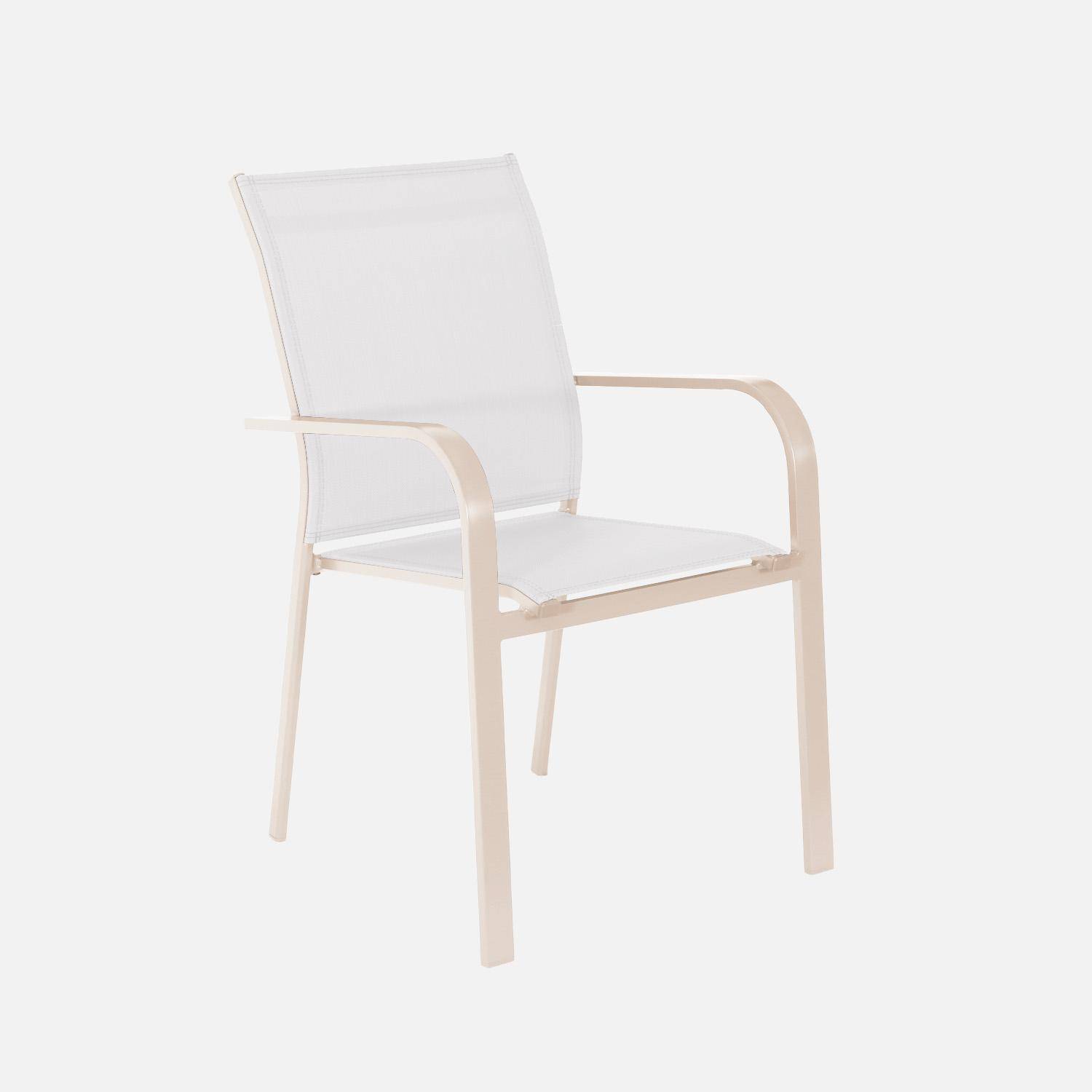 Silla de jardín apilable de aluminio y textileno, set de 2, Buffalo, Beige, 64.5x45.5x89.5 cm Photo4
