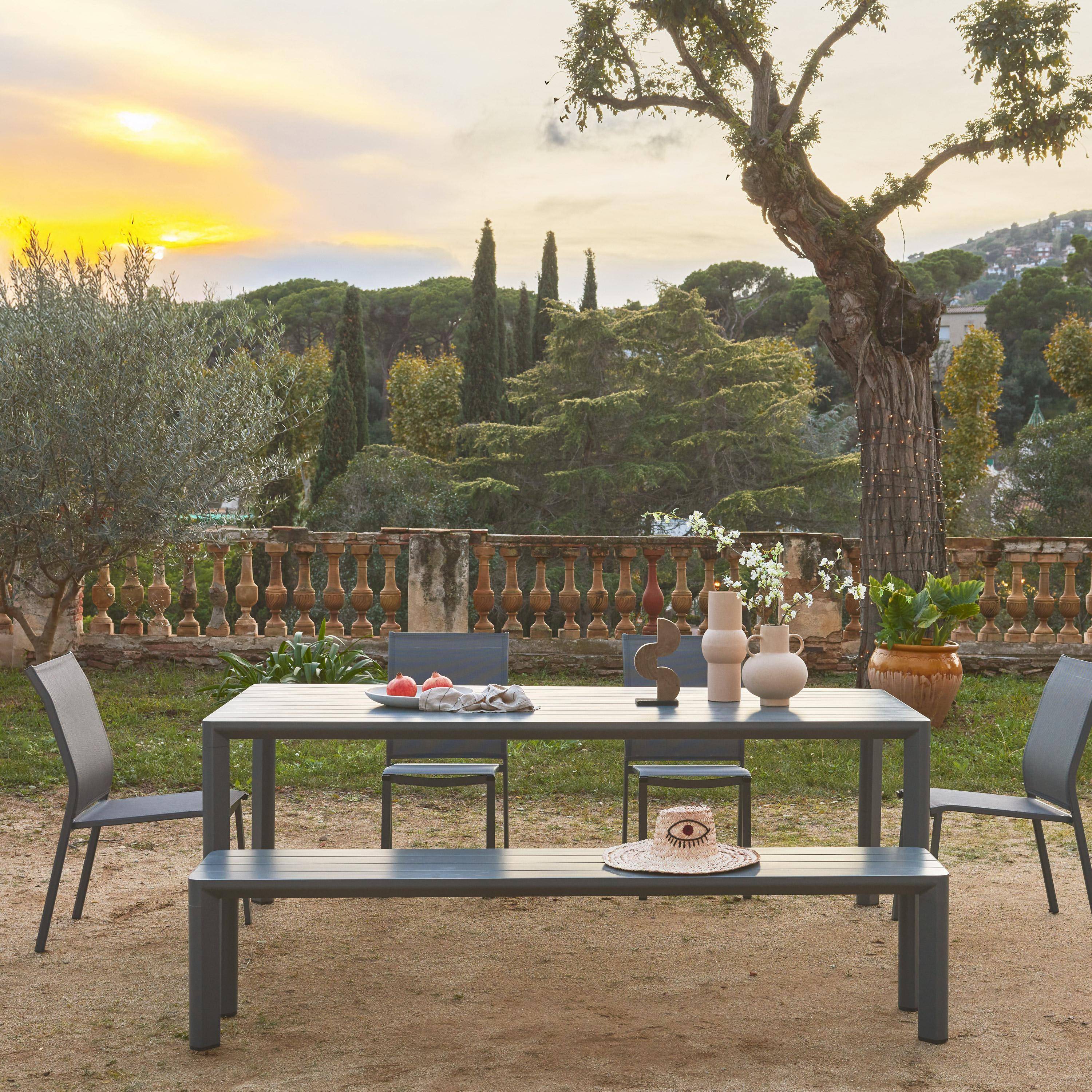 Table de jardin anthracite SACRAMENTO aluminium, 8 places, 220 x 100 x 75 cm Photo4