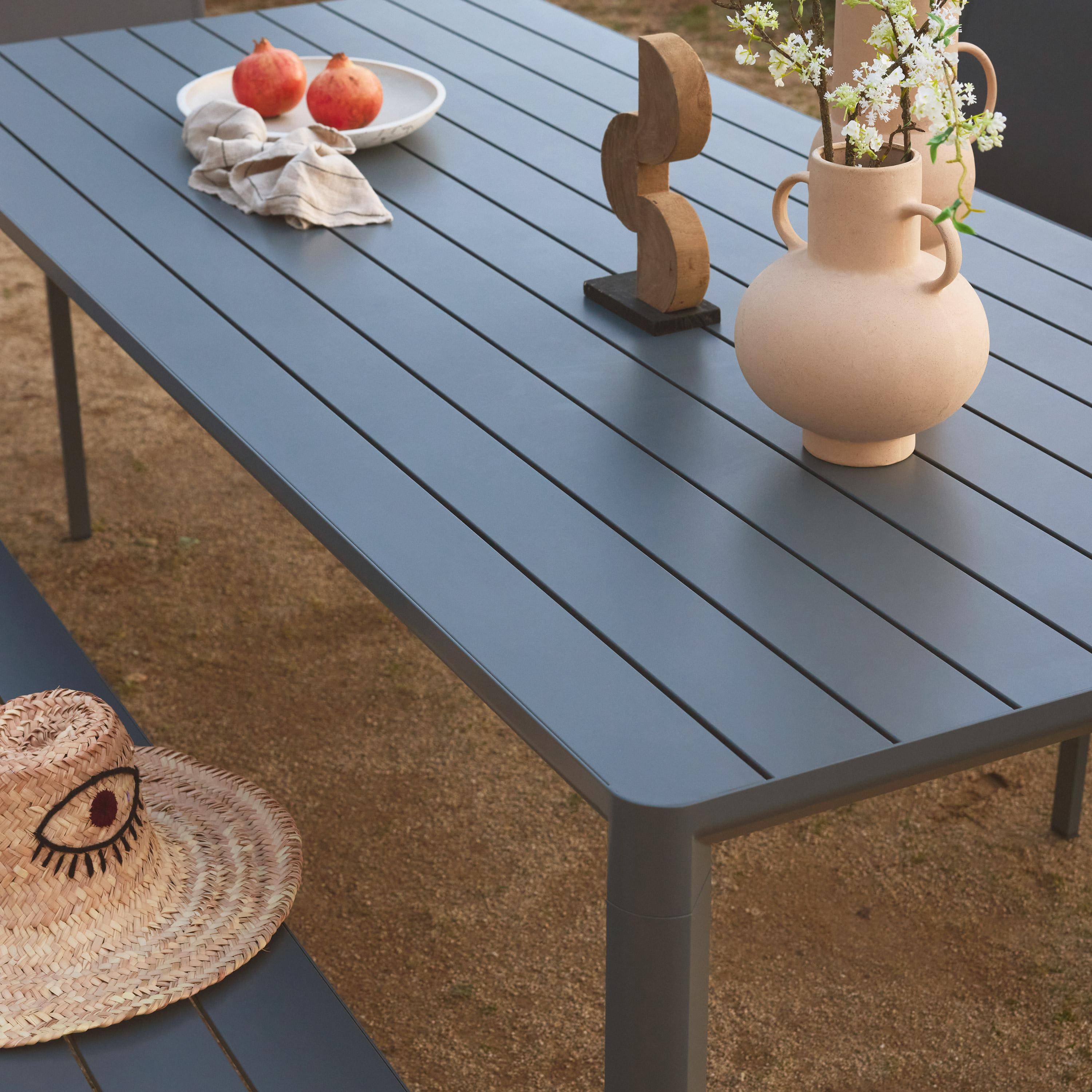 Table de jardin anthracite SACRAMENTO aluminium, 8 places, 220 x 100 x 75 cm Photo3