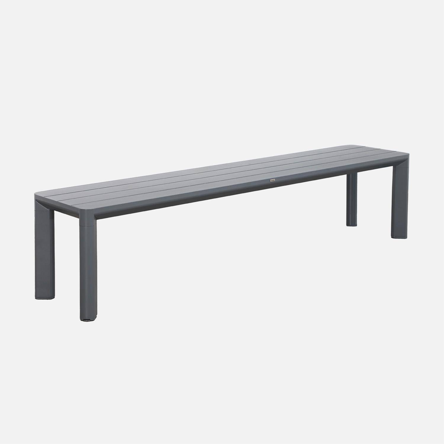 Banco de jardín de aluminio de 4 plazas Antracita - 200x40x45 cm,sweeek,Photo2