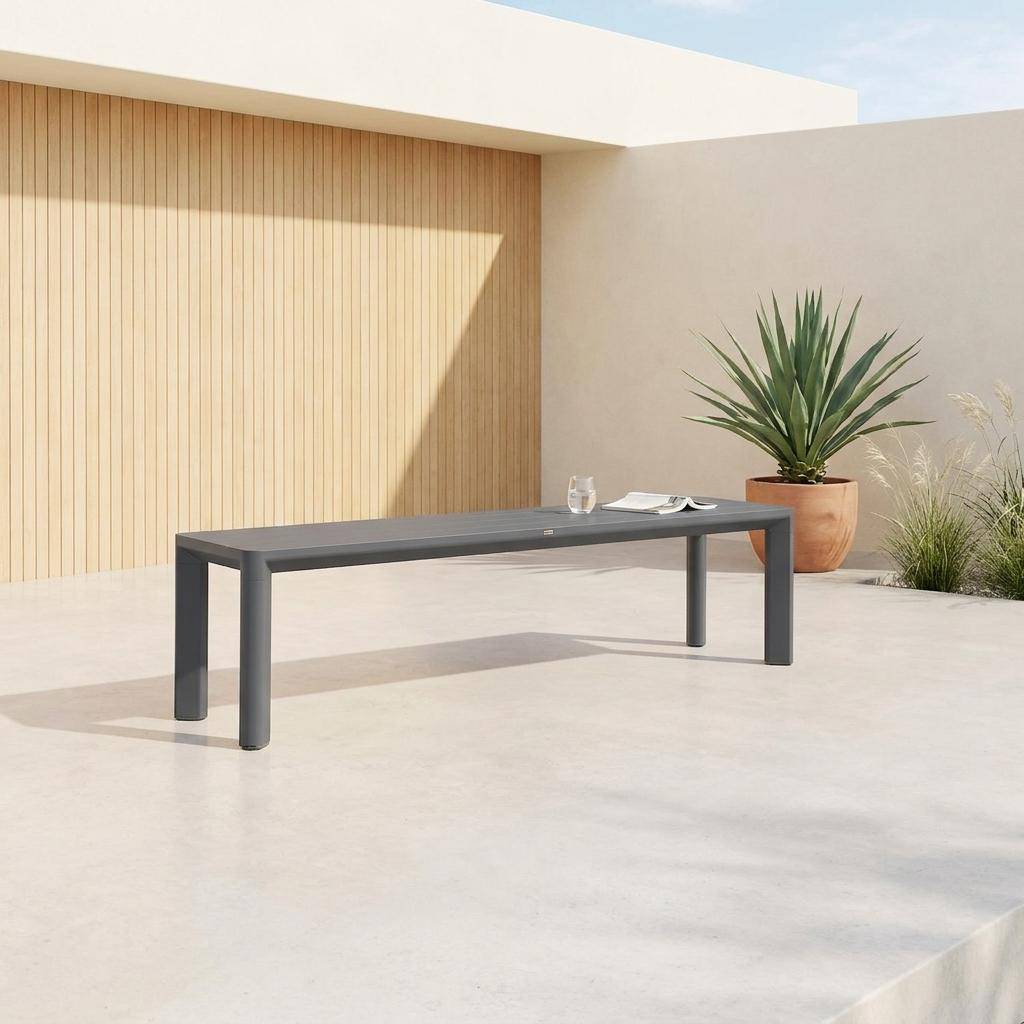 Banco de jardín de aluminio de 4 plazas Antracita - 200x40x45 cm Photo1
