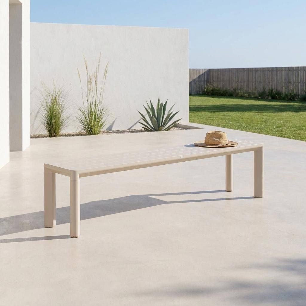 Beige tuinbank MADISON aluminium, 4 plaatsen, 200 x 40 x 45 cm Photo1