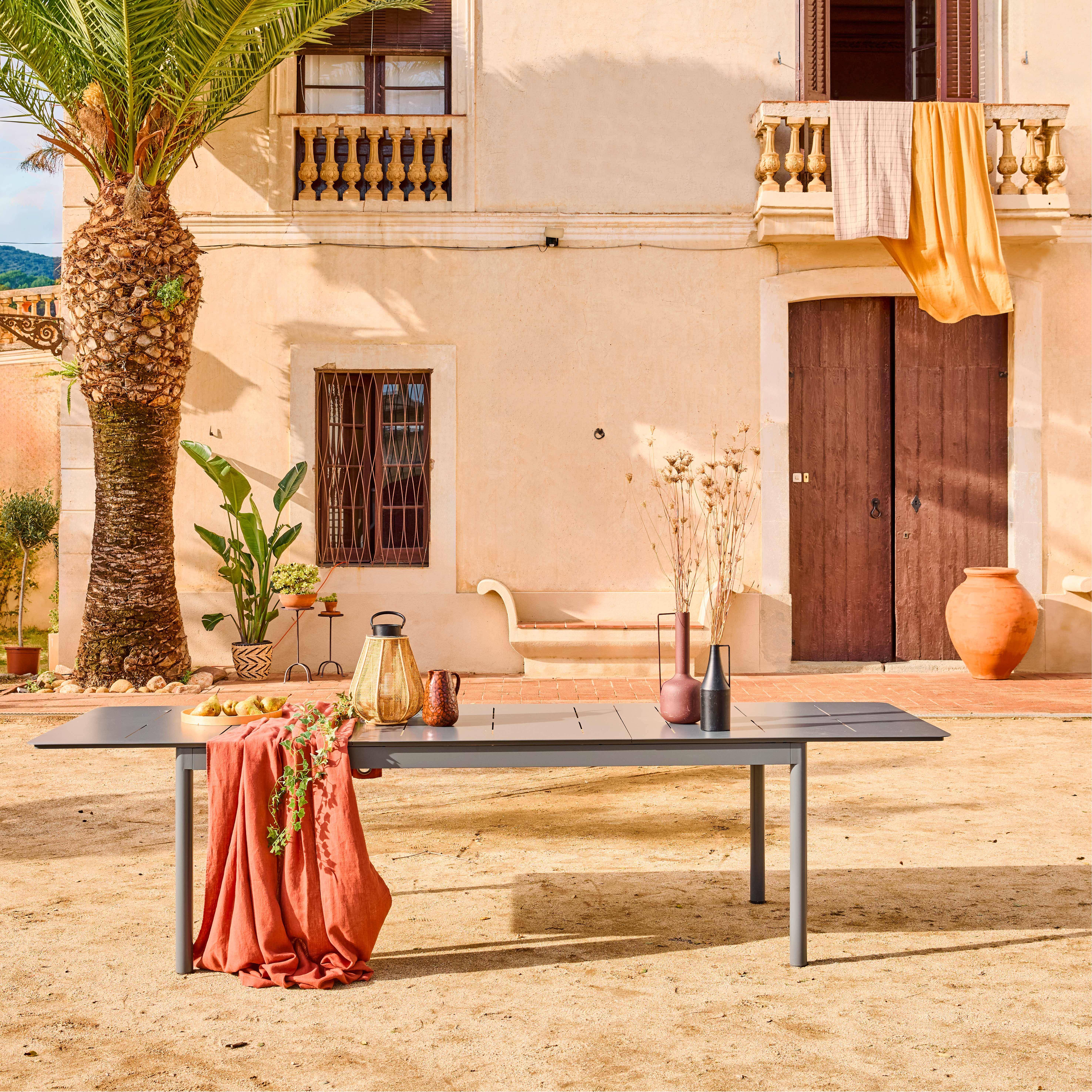Table de jardin CHARLESTON extensible aluminium anthracite, 8 places, 210/300 x 100 x 75,5 cm Photo1