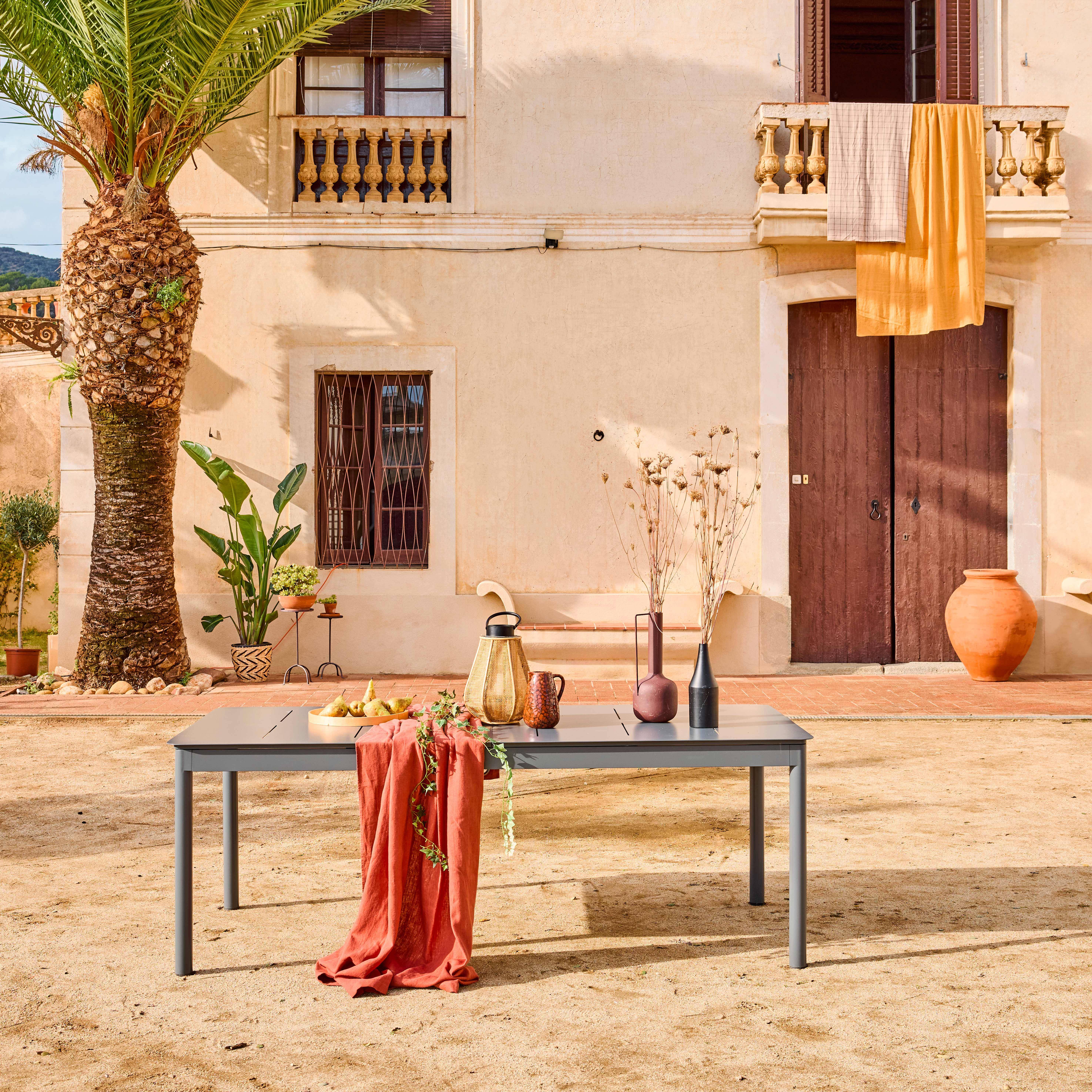 Table de jardin CHARLESTON extensible aluminium anthracite, 8 places, 210/300 x 100 x 75,5 cm Photo2