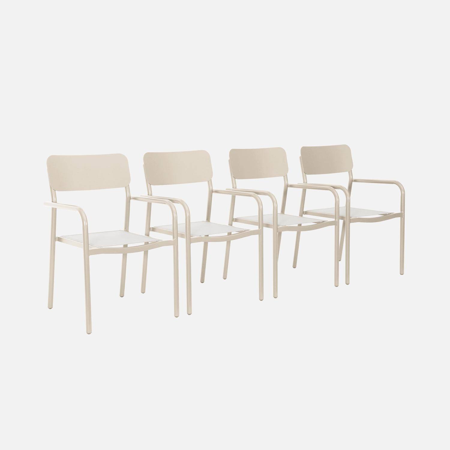 Set of 4 stackable garden chair aluminum, Savannah, Beige, 57.5x54x86 cm Photo1