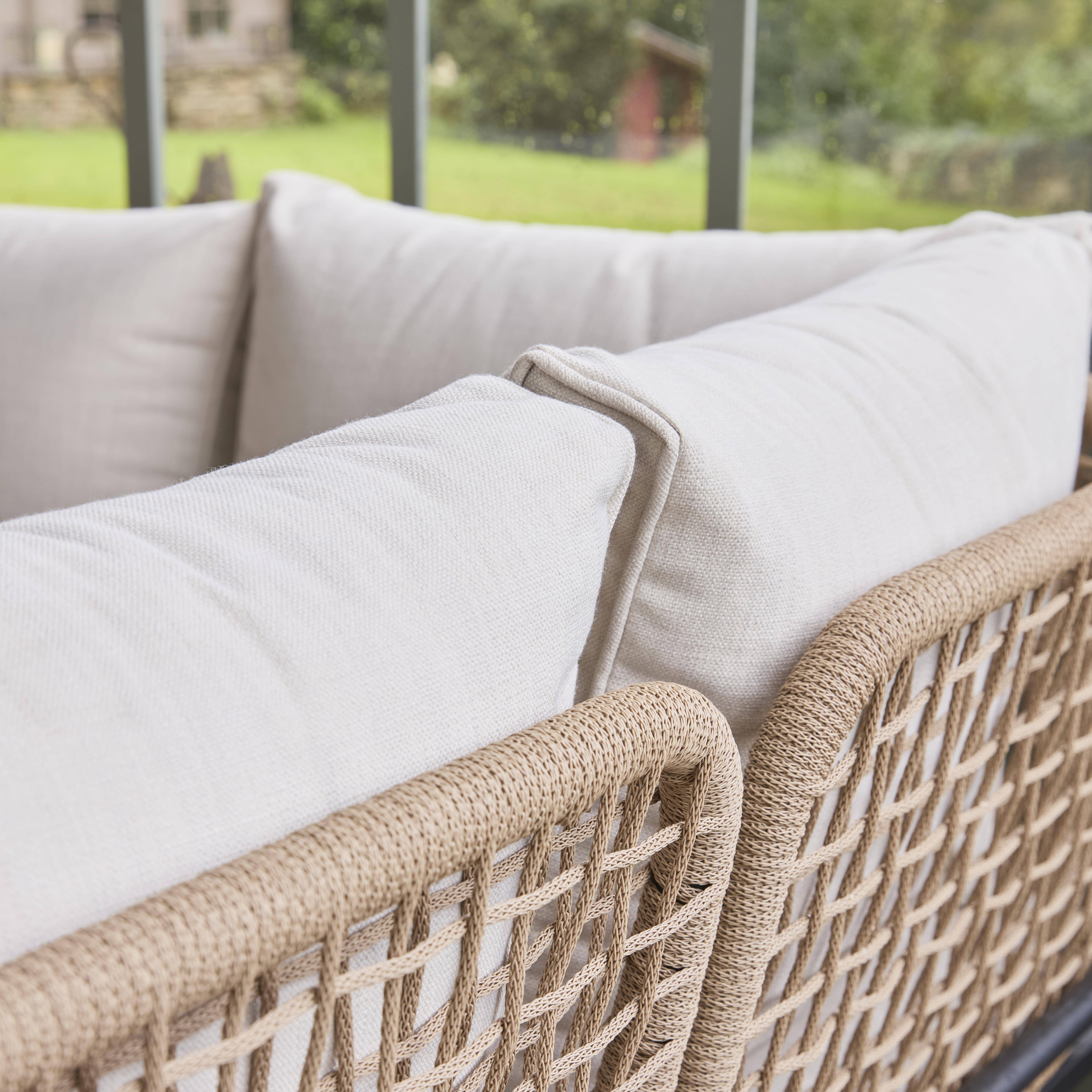 Hoek tuinset van staal en beige touw TALIA, 5 personen Photo5