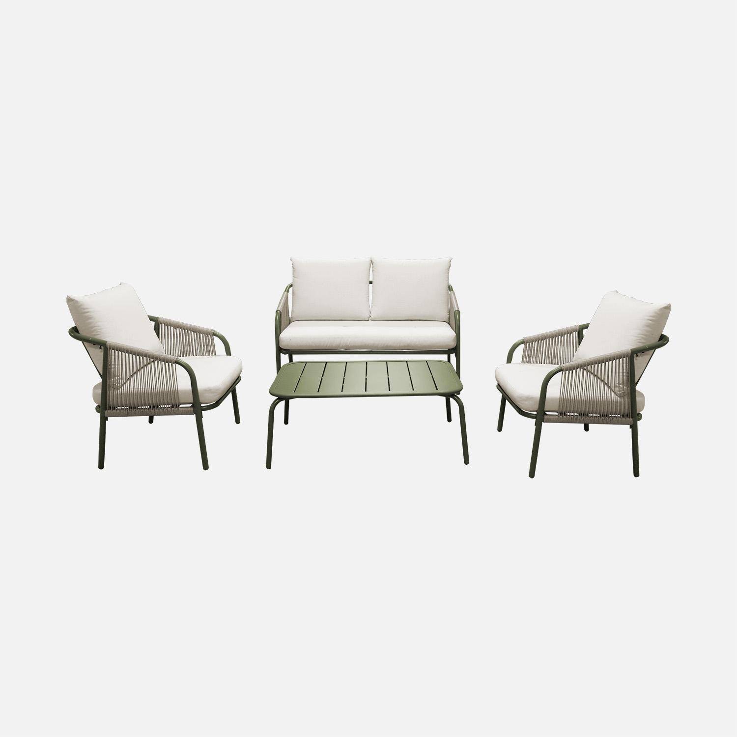 Tuinset Fiora van staal, 4 personen, kaki en beige Photo4