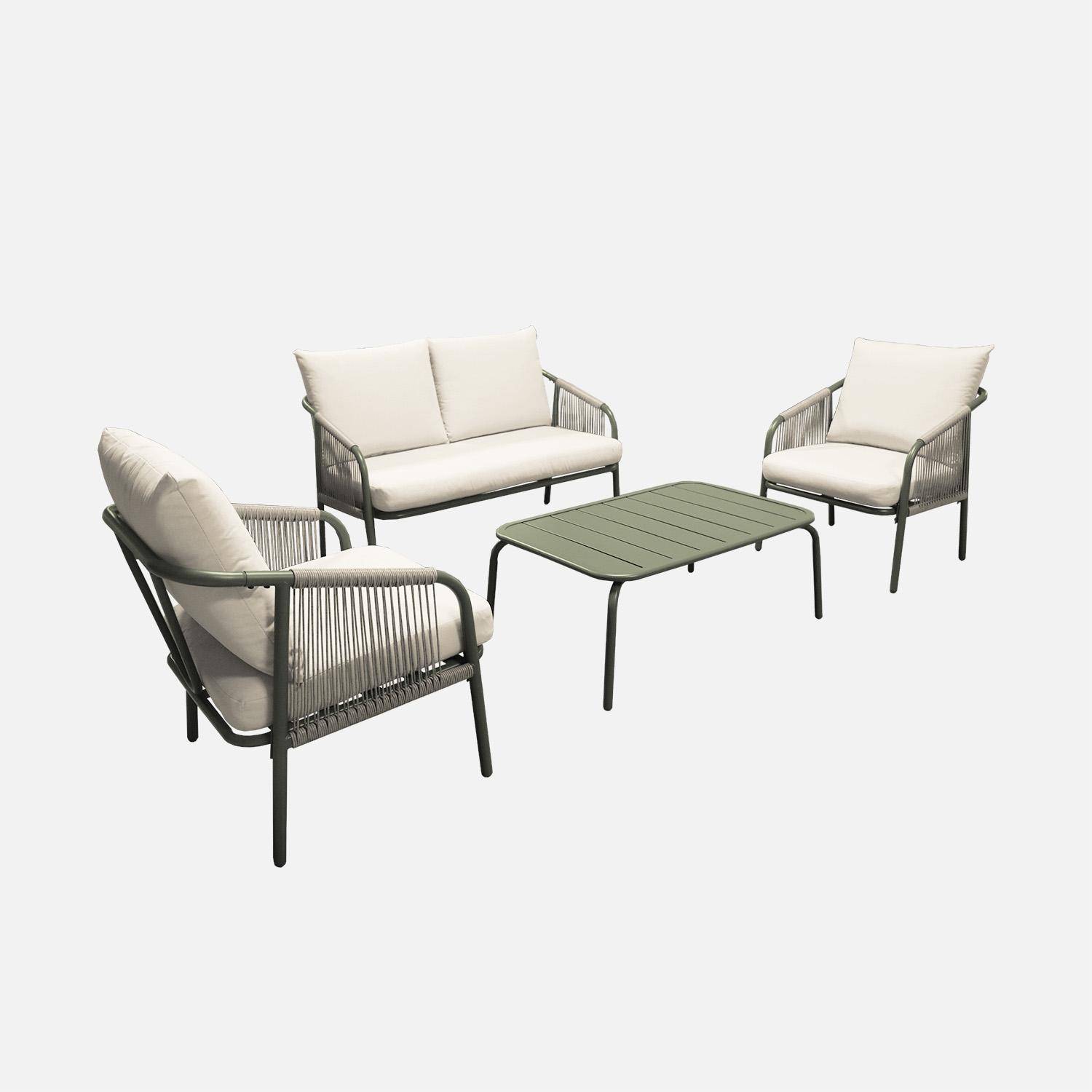 Tuinset Fiora van staal, 4 personen, kaki en beige Photo3
