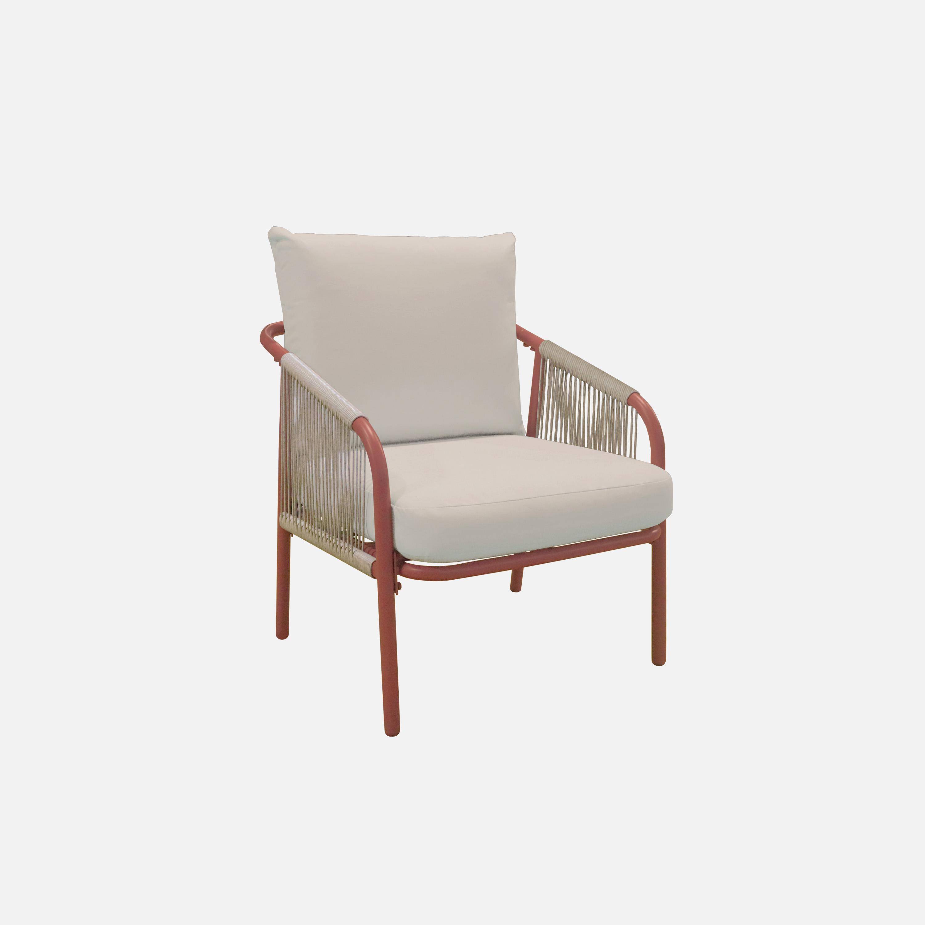 Salon de jardin FIORA en acier, 4 personnes, terracotta et beige Photo6