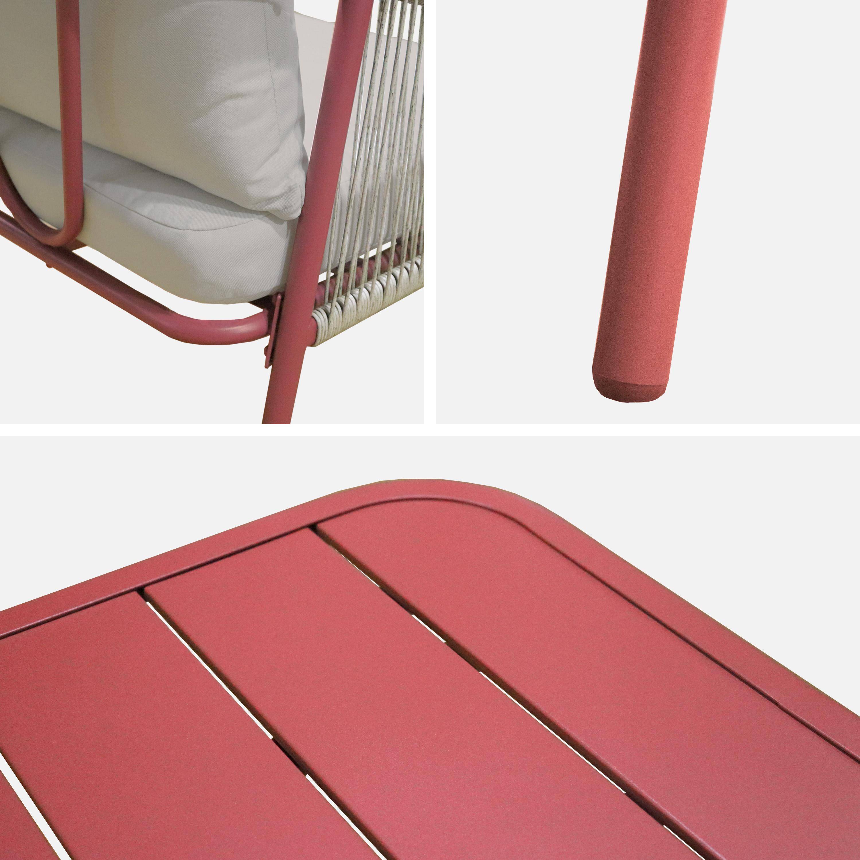 Salon de jardin FIORA en acier, 4 personnes, terracotta et beige Photo8