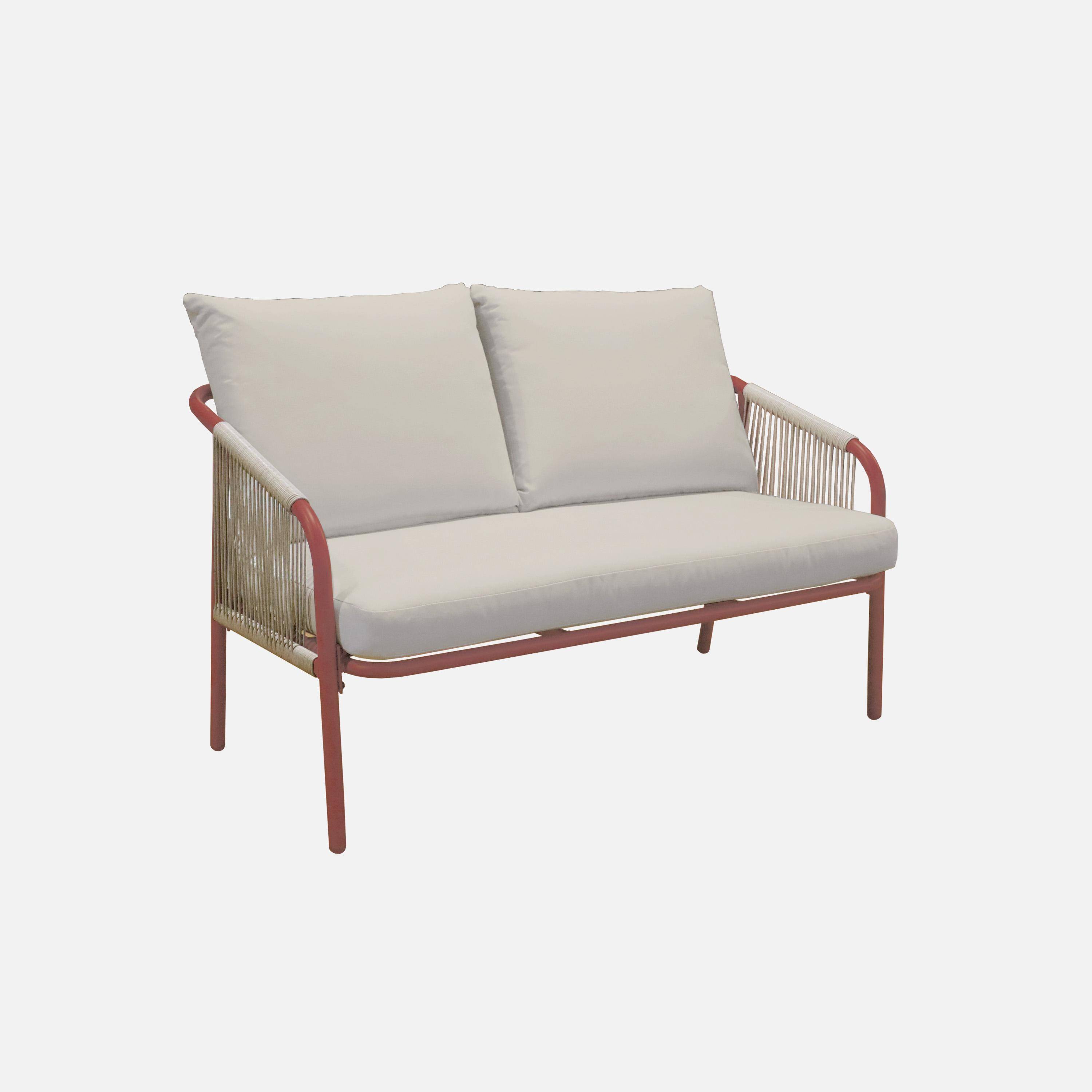 Salon de jardin FIORA en acier, 4 personnes, terracotta et beige Photo5