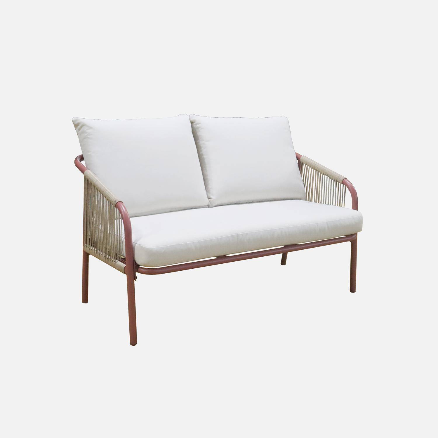 FIORA Salotto da giardino in acciaio a 4 posti, Fiora, Terracotta, 119.8x70x67 cm Photo5