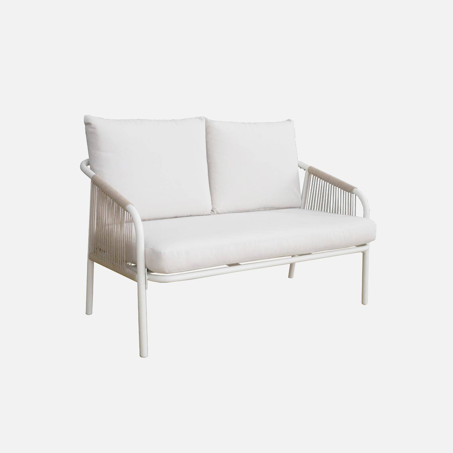Conjunto de jardín de acero de 4 plazas, Fiora, Blanco, 119.8x70x67 cm Photo5