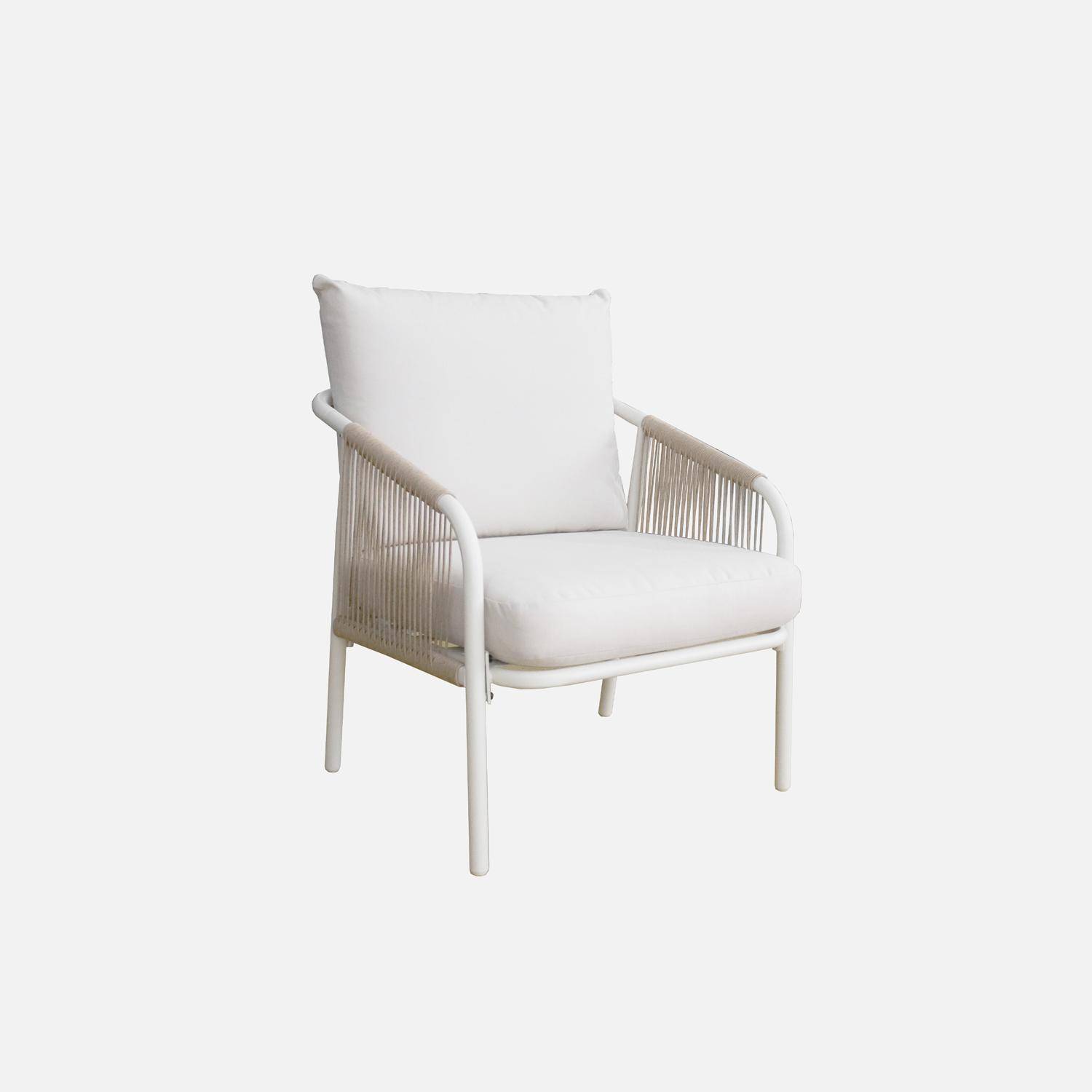 Conjunto de jardín de acero de 4 plazas, Fiora, Blanco, 119.8x70x67 cm Photo6