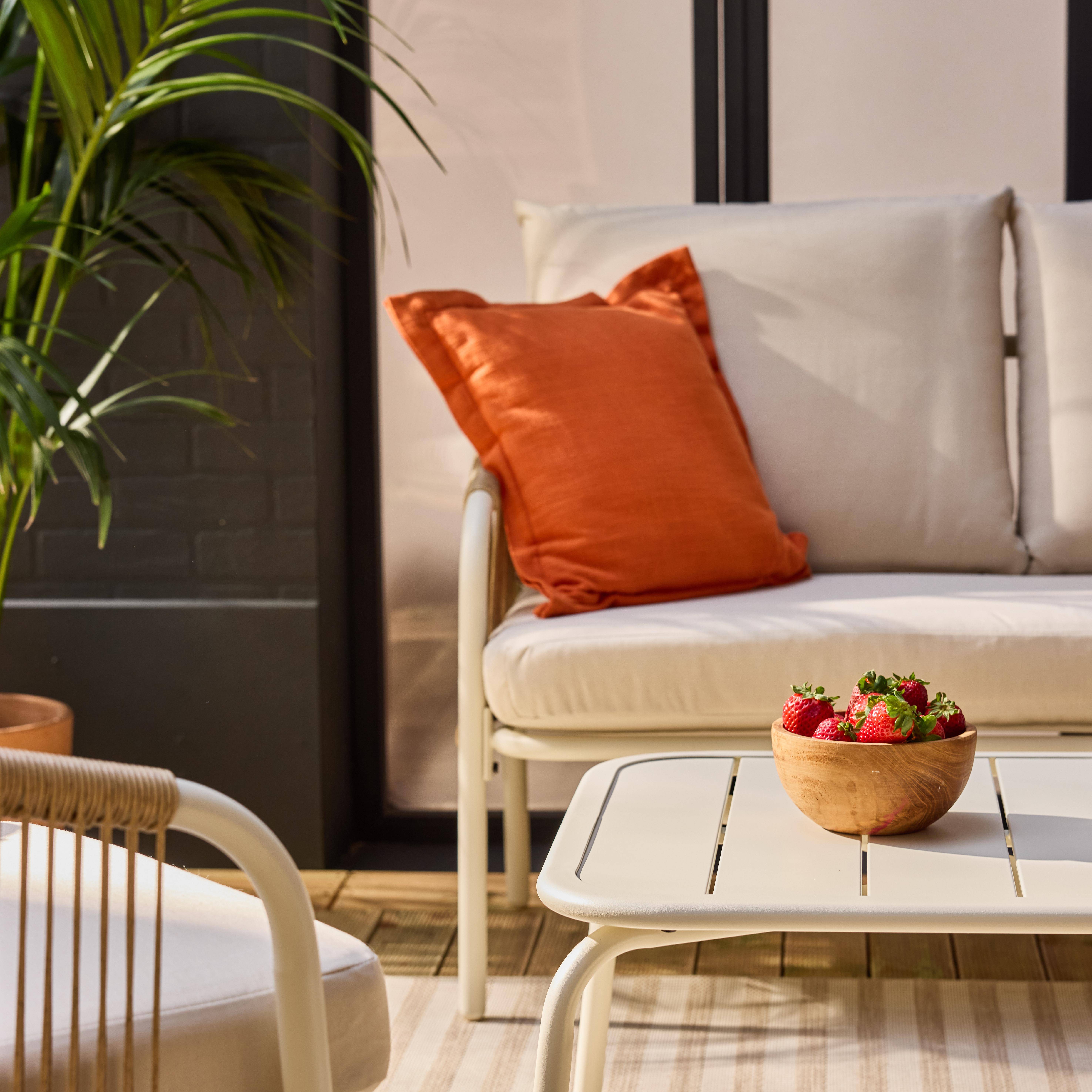 Conjunto de jardín de acero de 4 plazas, Fiora, Blanco, 119.8x70x67 cm Photo2