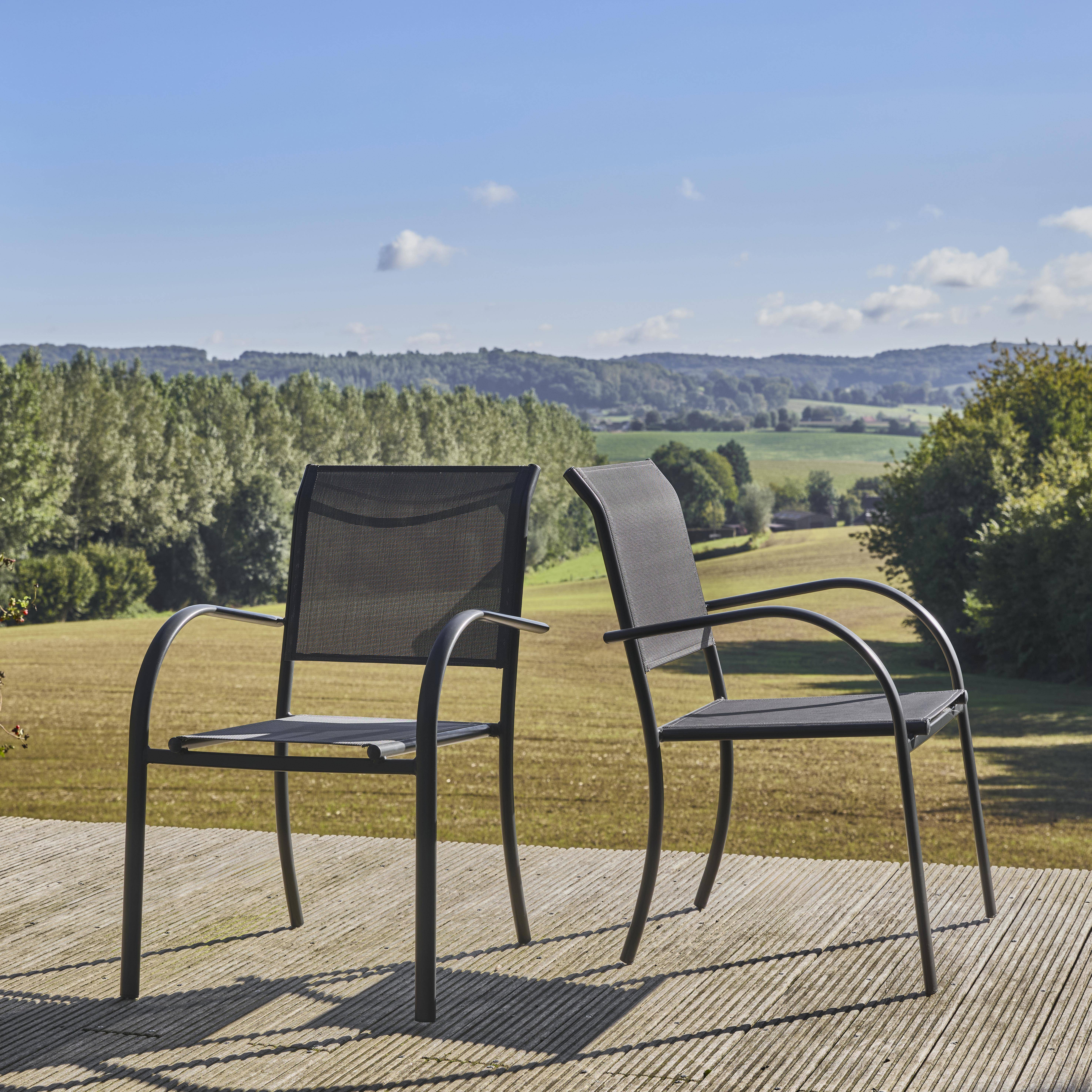 Set di 2 poltrone da giardino in alluminio e textilene, Milena, Antracite, 84x62x55.5 cm Photo1