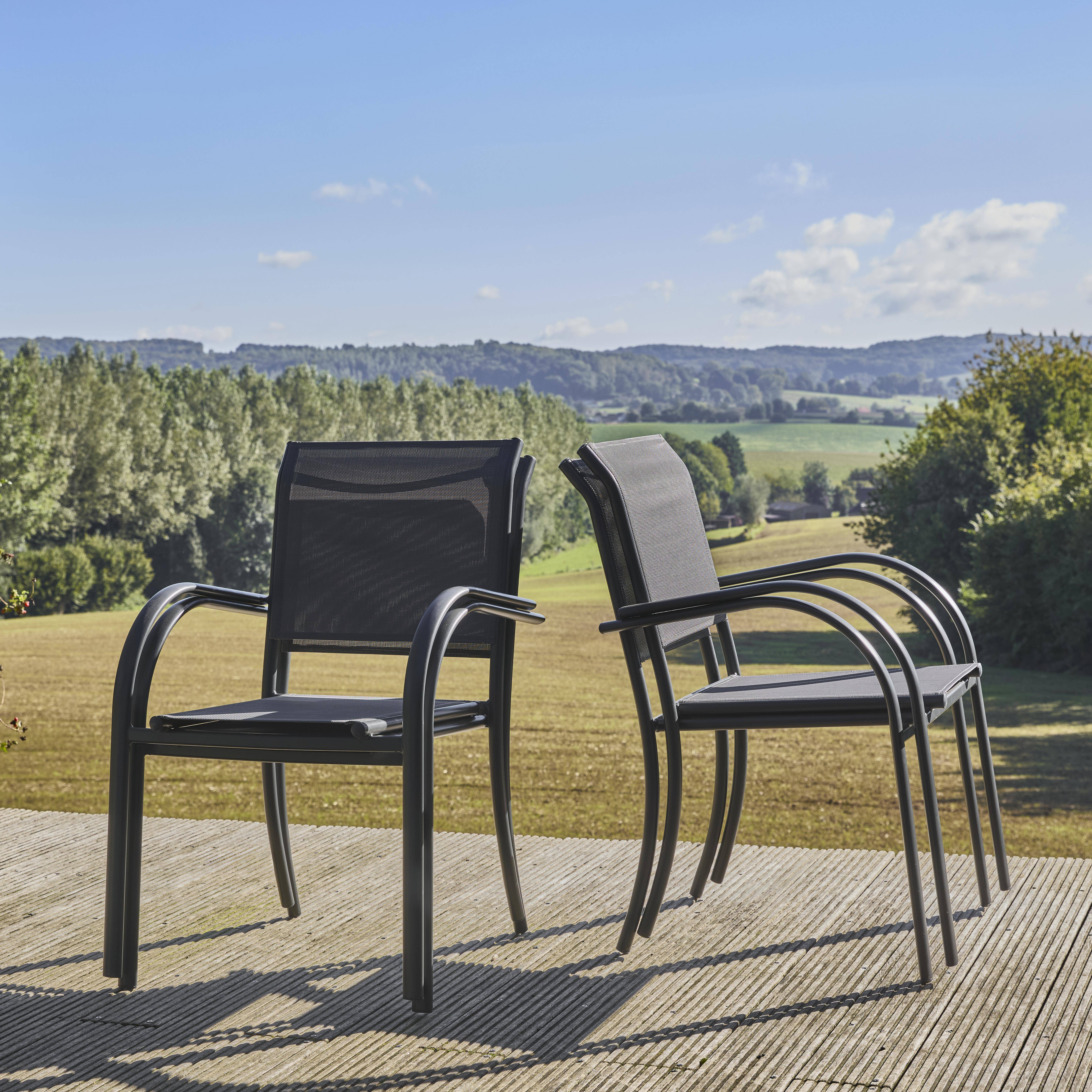 Silla de jardín de aluminio y textileno, set de 4, Milena Amara, Antracita, 62x55x84 cm Photo2