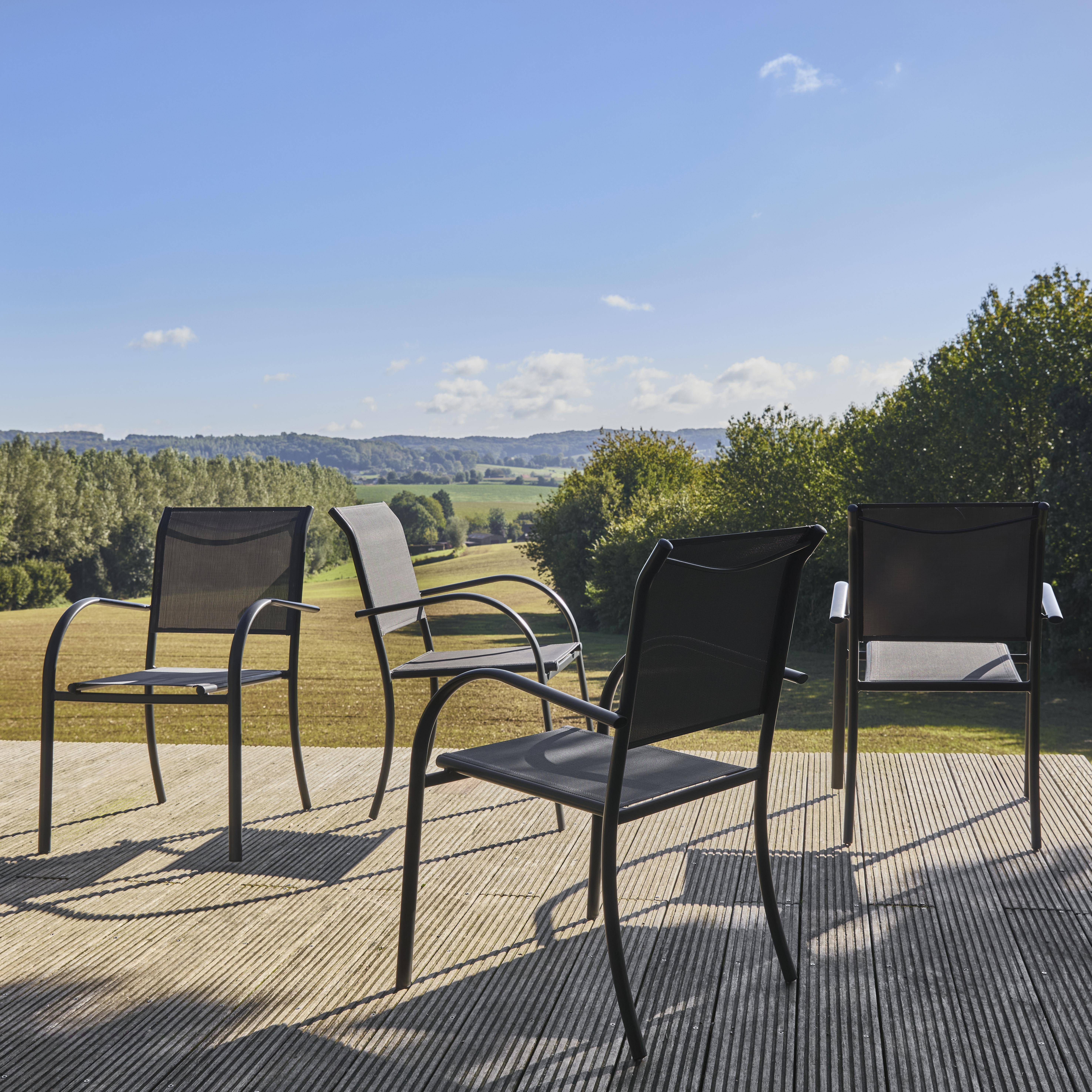 Lot De 2 Fauteuils Jardin Aluminium Montmartre - Style Bistrot Empilables Argentés MYLIA