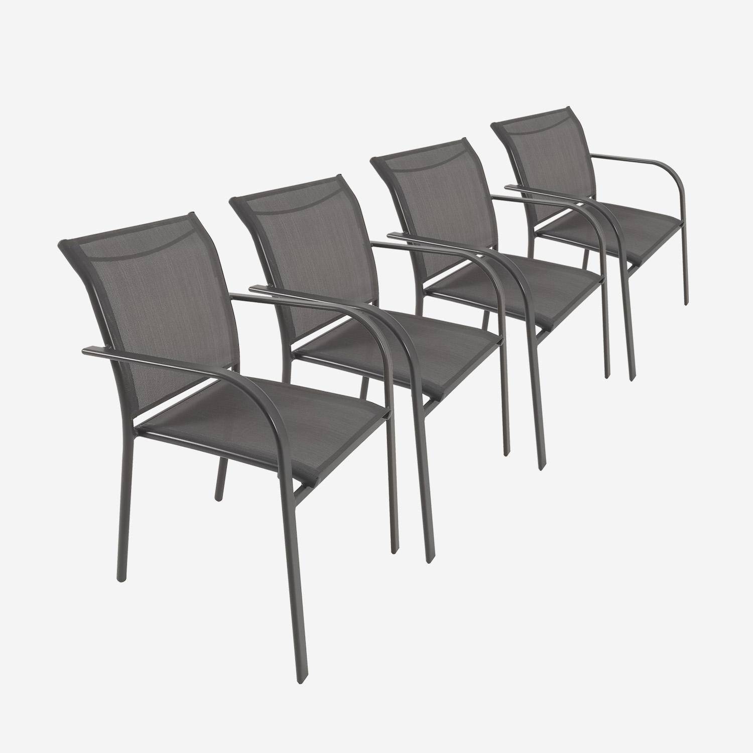 Silla de jardín de aluminio y textileno, set de 4, Milena Amara, Antracita, 62x55x84 cm Photo5