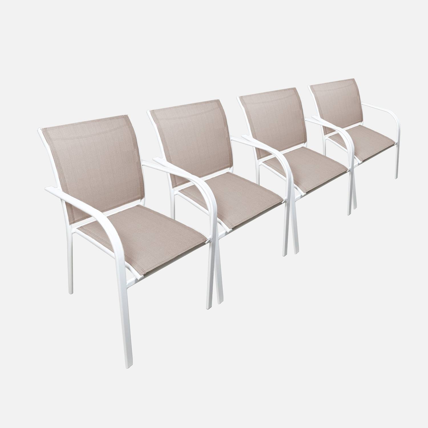 4er-Set Gartensessel aus Aluminium und Textilene, weiß