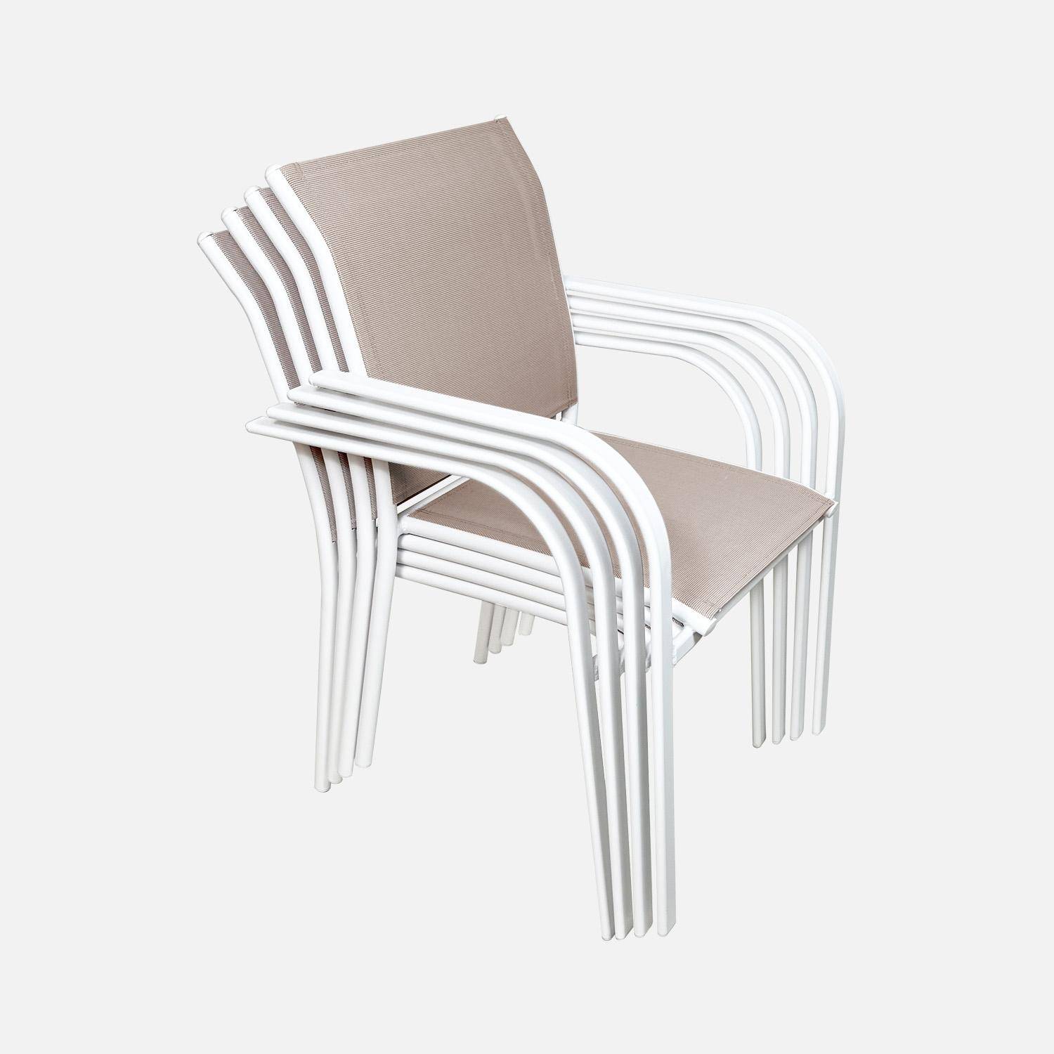 4er-Set Gartensessel aus Aluminium und Textilene, weiß, 62 x 55 x 84 cm - Amara Photo8