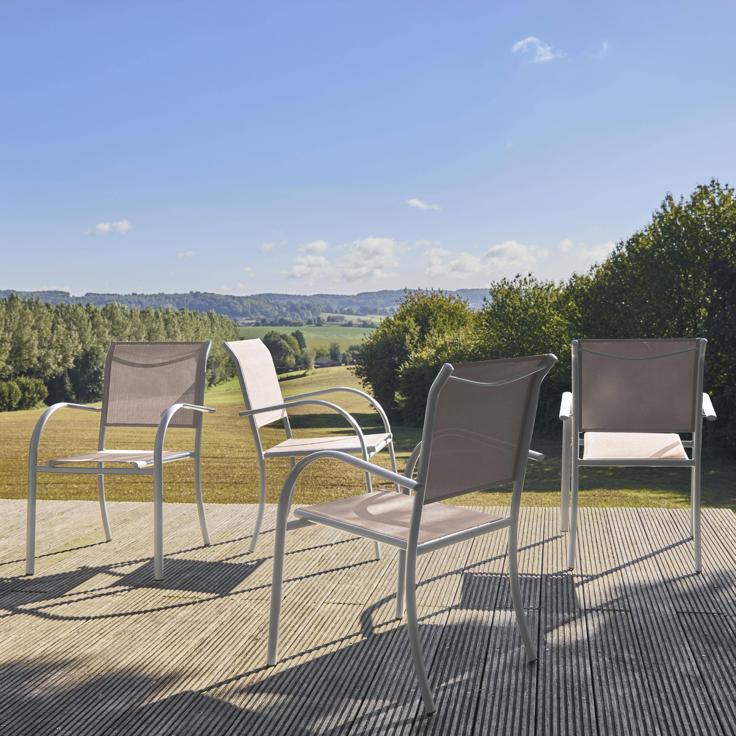 4er-Set Gartensessel aus Aluminium und Textilene, weiß, 62 x 55 x 84 cm - Amara Photo1