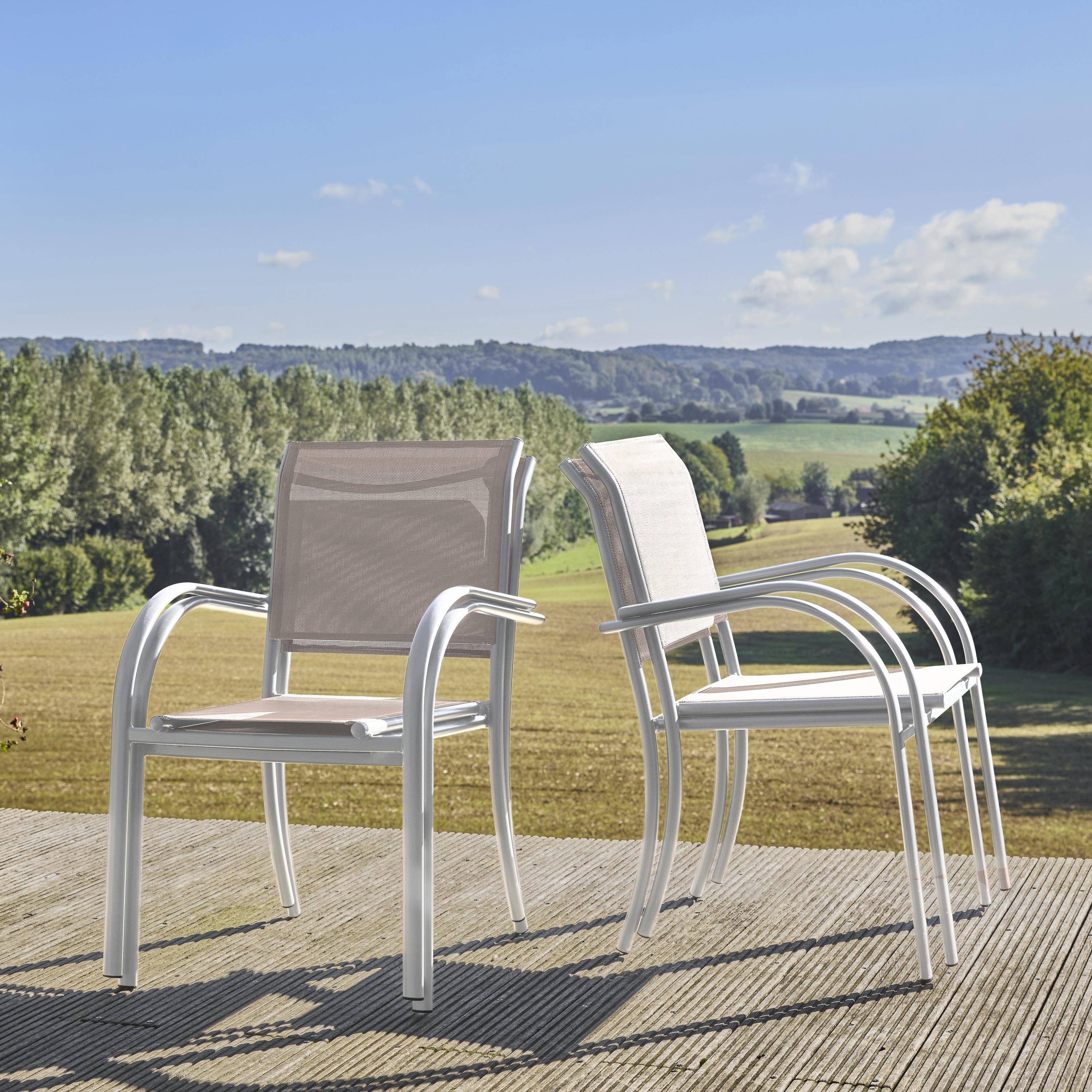4er-Set Gartensessel aus Aluminium und Textilene, weiß, 62 x 55 x 84 cm - Amara Photo2
