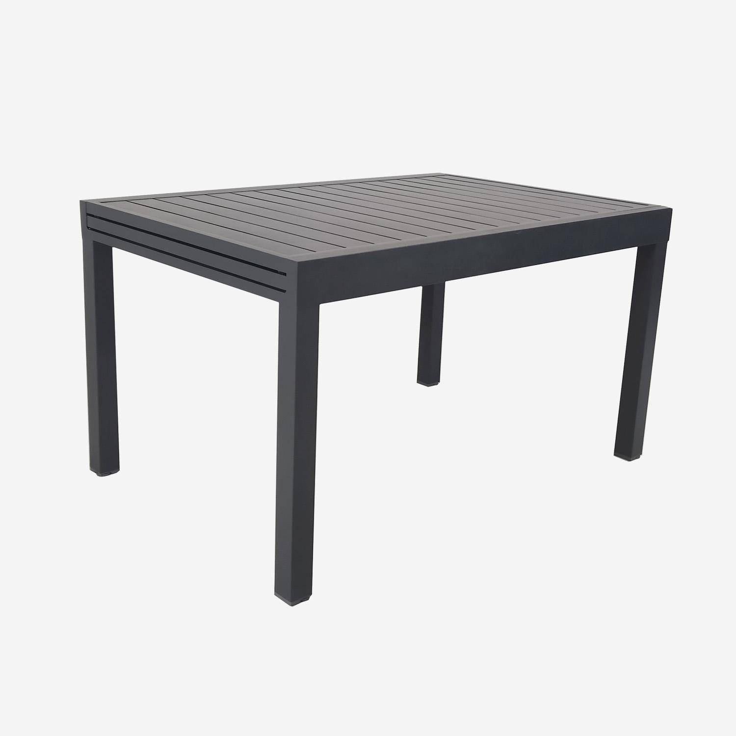 Gartentisch aus Aluminium anthrazit, ausziehbar, 8 Personen, 135 / 270 x 90 x 75 cm - Elora Photo4