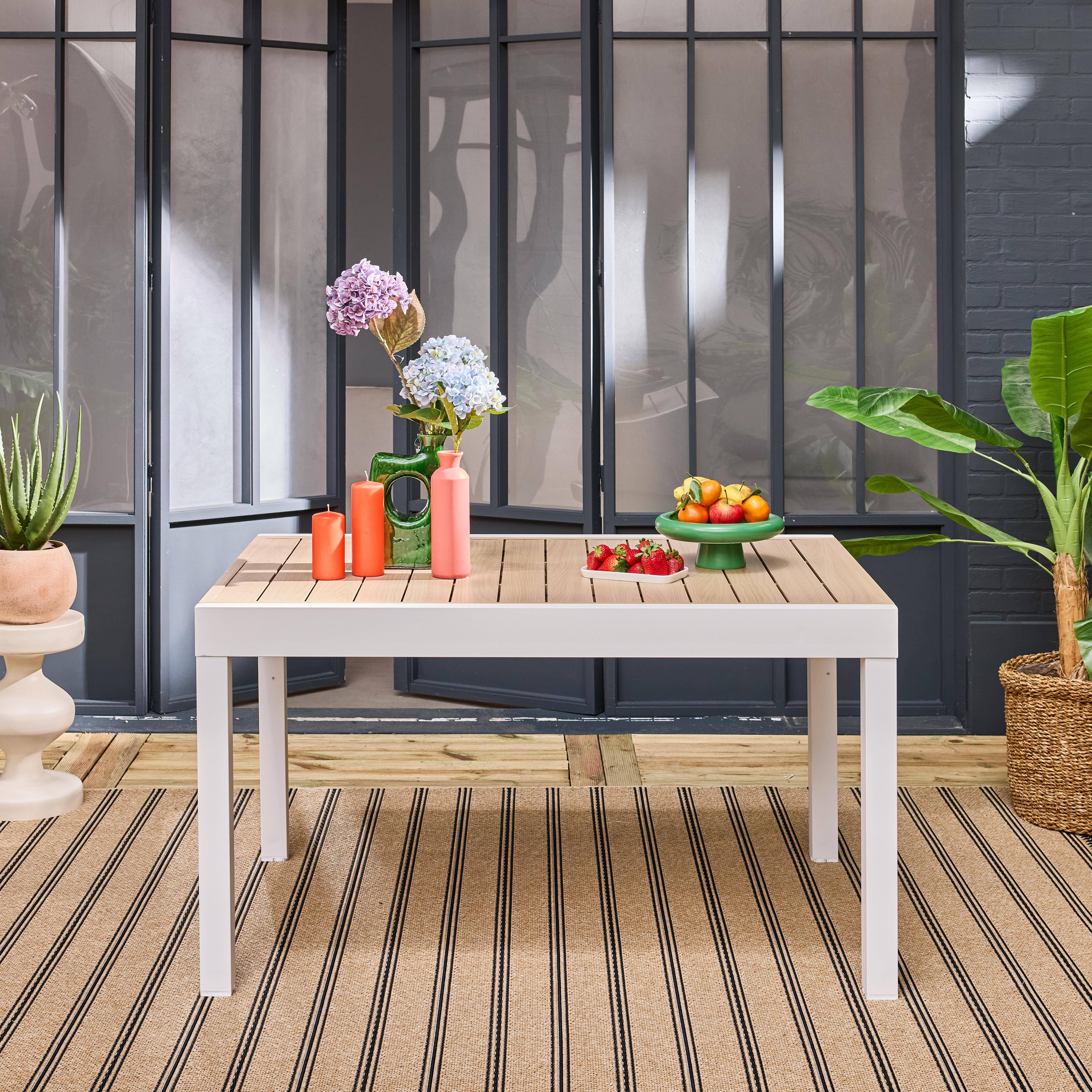  Gartentisch aus Aluminium weiß, ausziehbar, 8 Personen, 135 / 270 x 90 x 75 cm - Elora Photo2