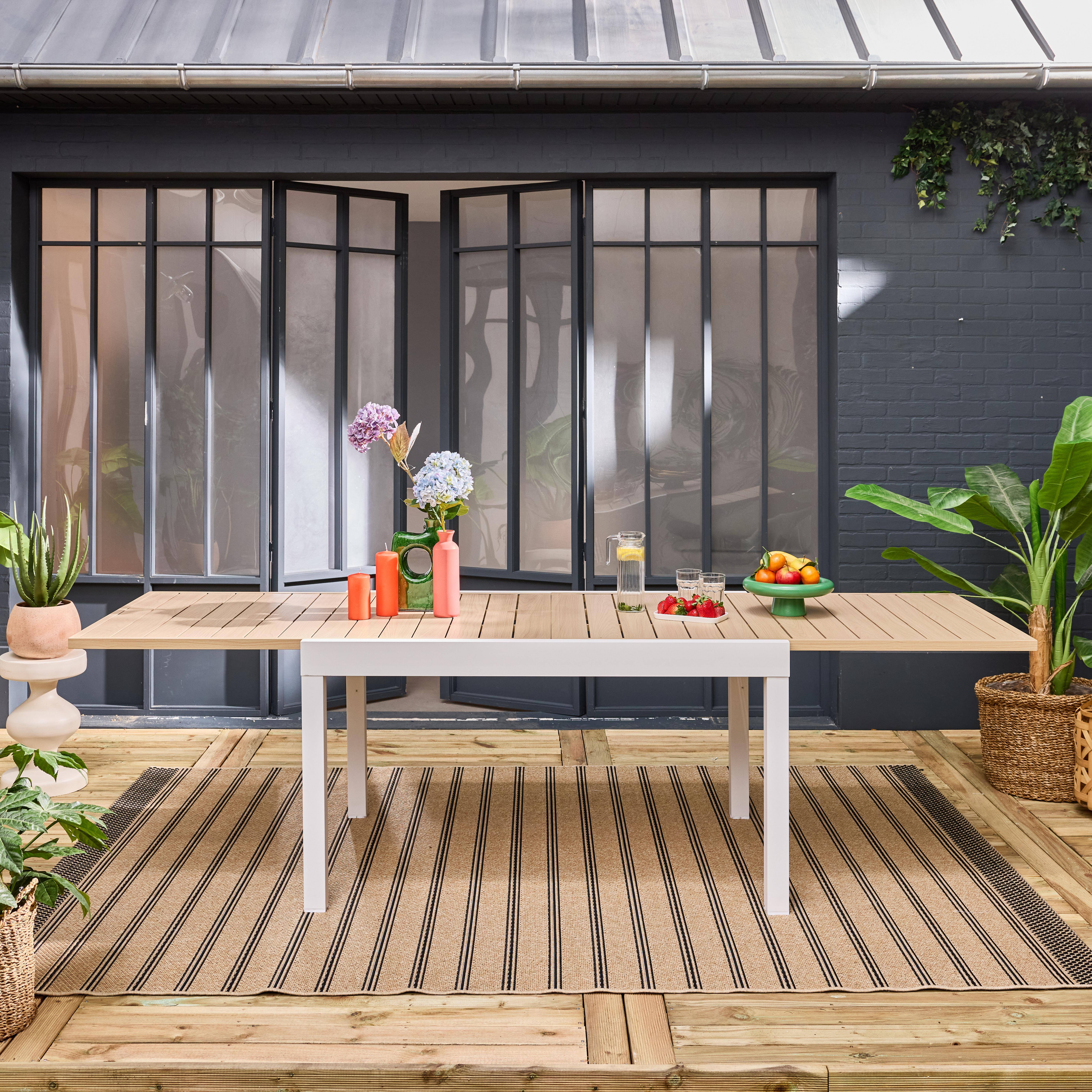  Gartentisch aus Aluminium weiß, ausziehbar, 8 Personen, 135 / 270 x 90 x 75 cm - Elora Photo1