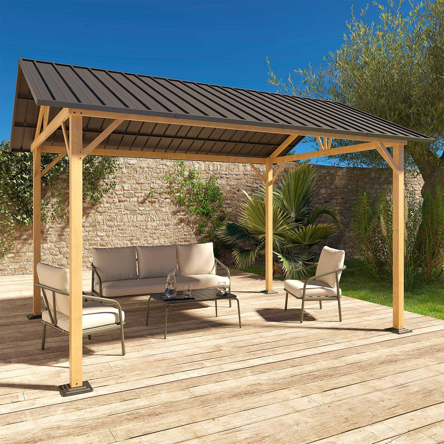 Carport CALISTA en aluminium et acier anthracite, 12 m² Photo2