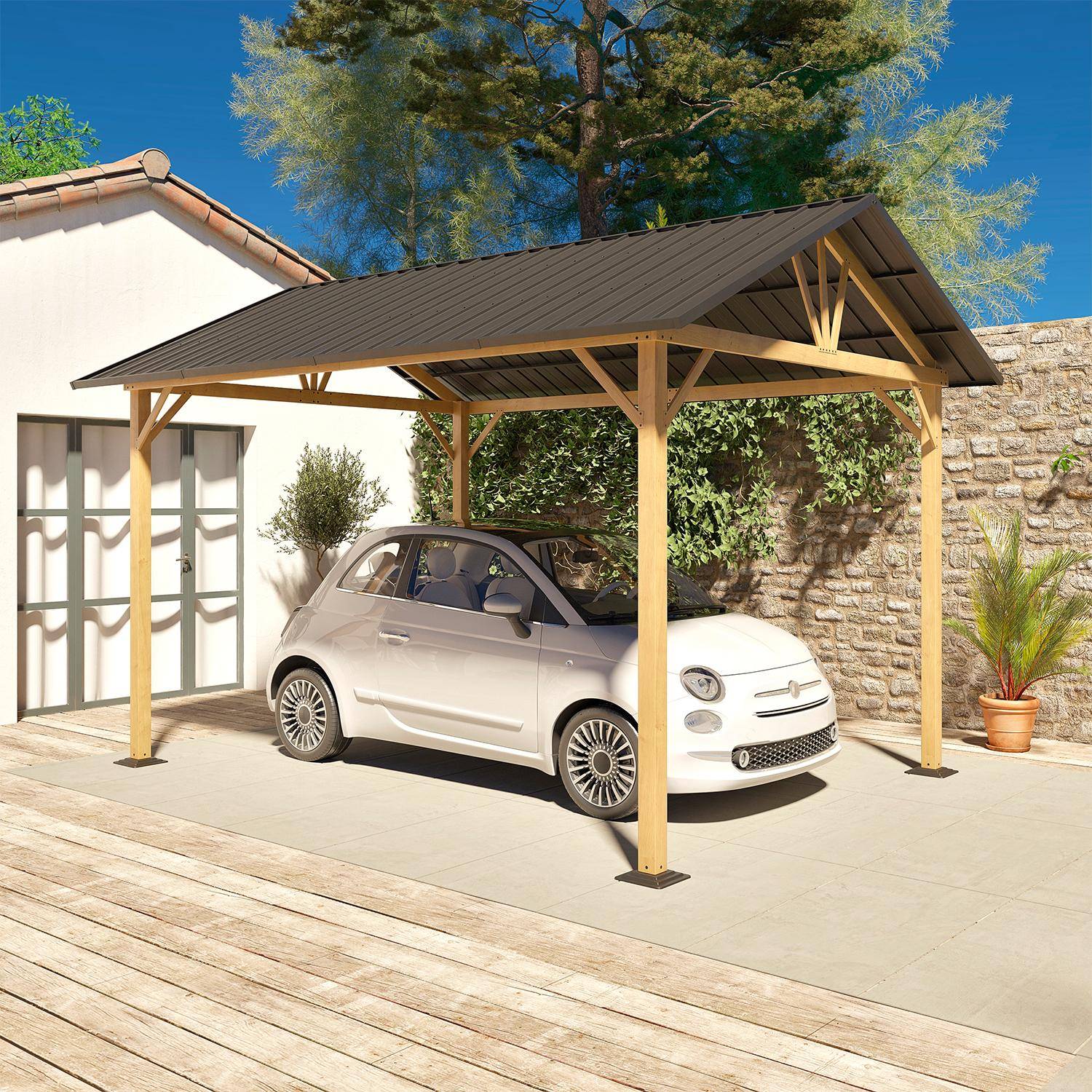 Carport CALISTA en aluminium et acier anthracite, 12 m² Photo1