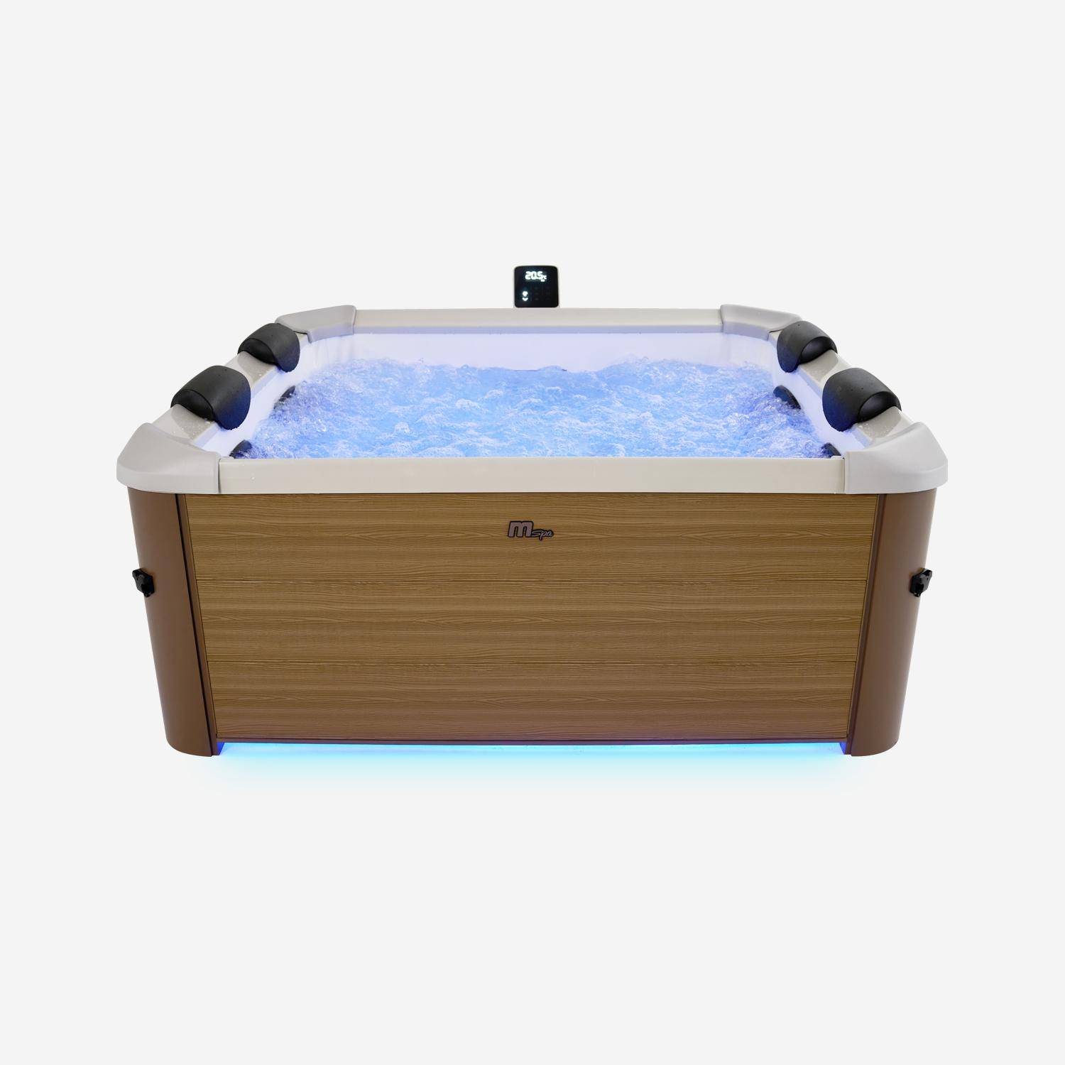 Spa rigide 6 places hydromassages, 4 coussins, OSLO AMBER, L 160 x P 160 x H 65 cm, beige Photo2