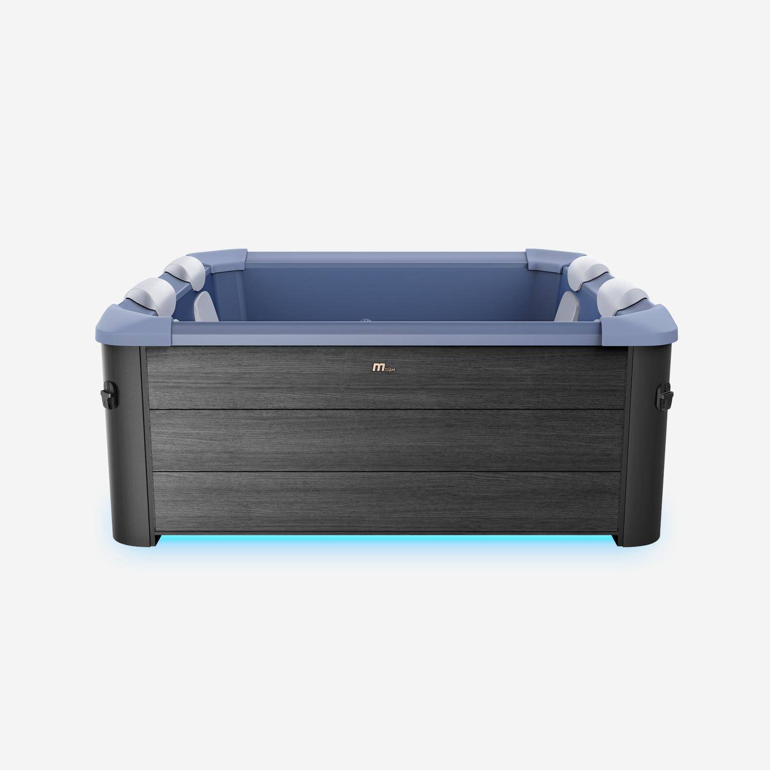 Spa rigide 6 places hydromassages, 4 coussins + bâche incluse, OSLO SAPPHIRE, L 160 x P 160 x H 65 cm, gris et bleu sapphire Photo3