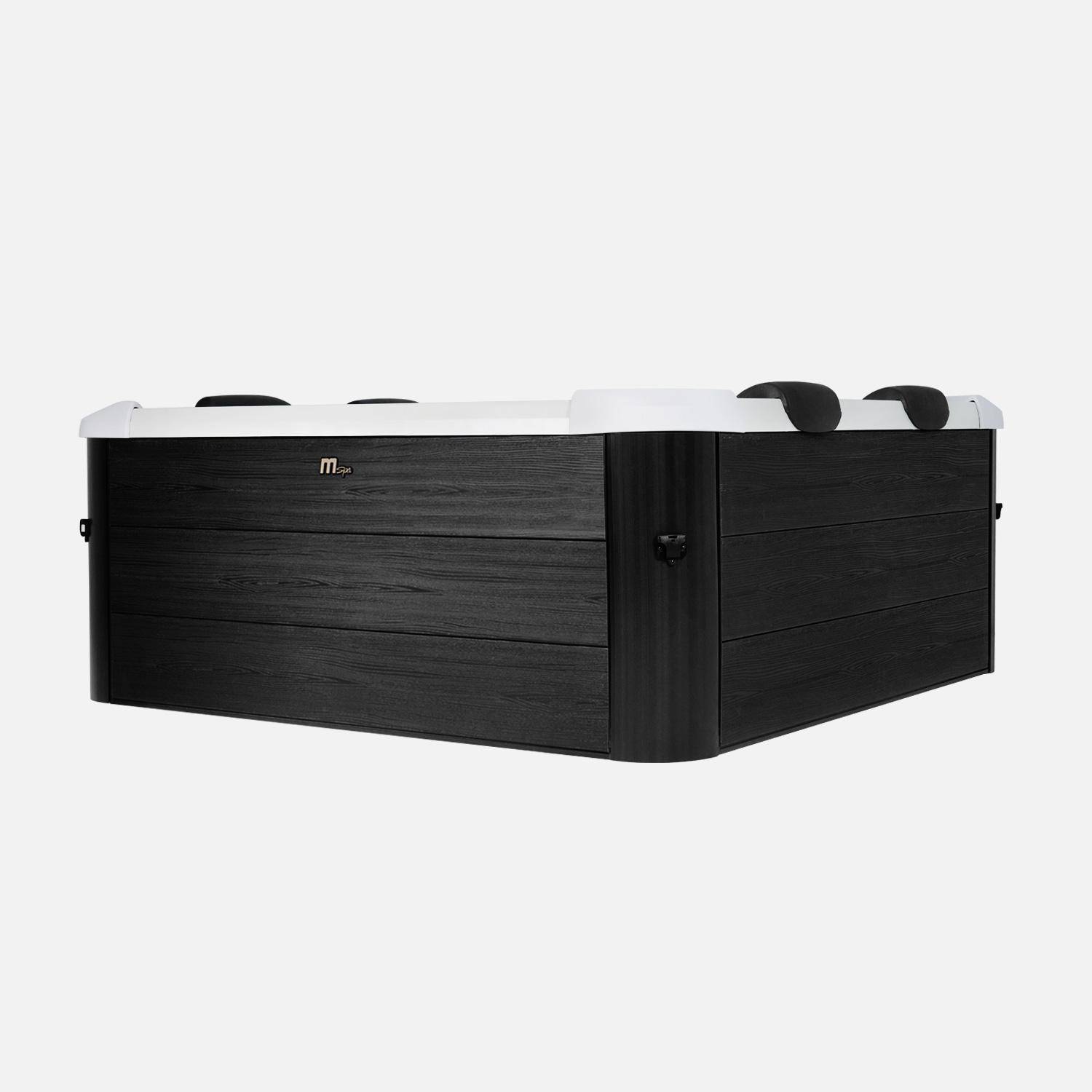 SPA rigide 6 personnes gris, 4 coussins, bâche incluse, hydromassages système, 180 x 180 x 65 cm,sweeek,Photo6