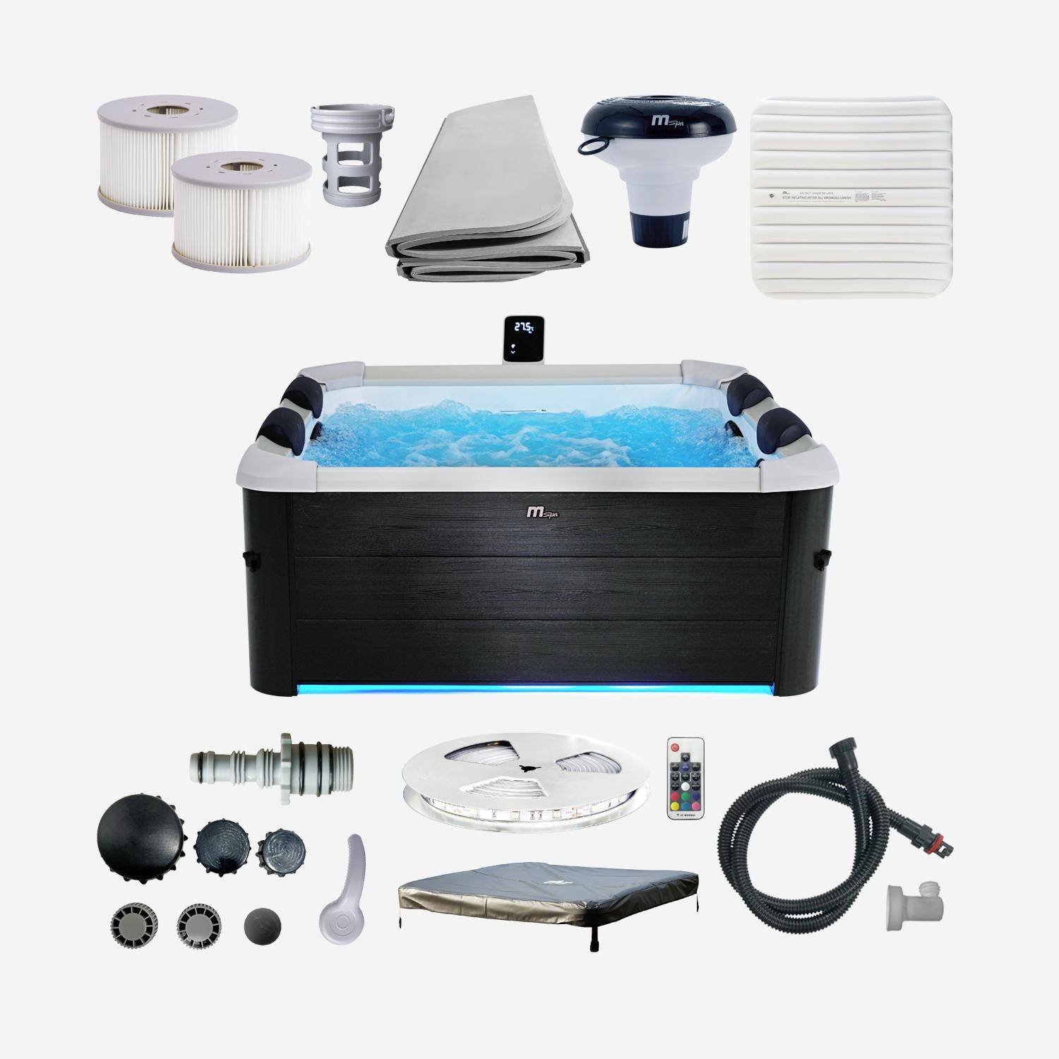 SPA rigide OSLO Plus MSPA 6 personnes gris, 4 coussins, bâche incluse, hydromassages système, 180 x 180 x 65 cm,sweeek,Photo6