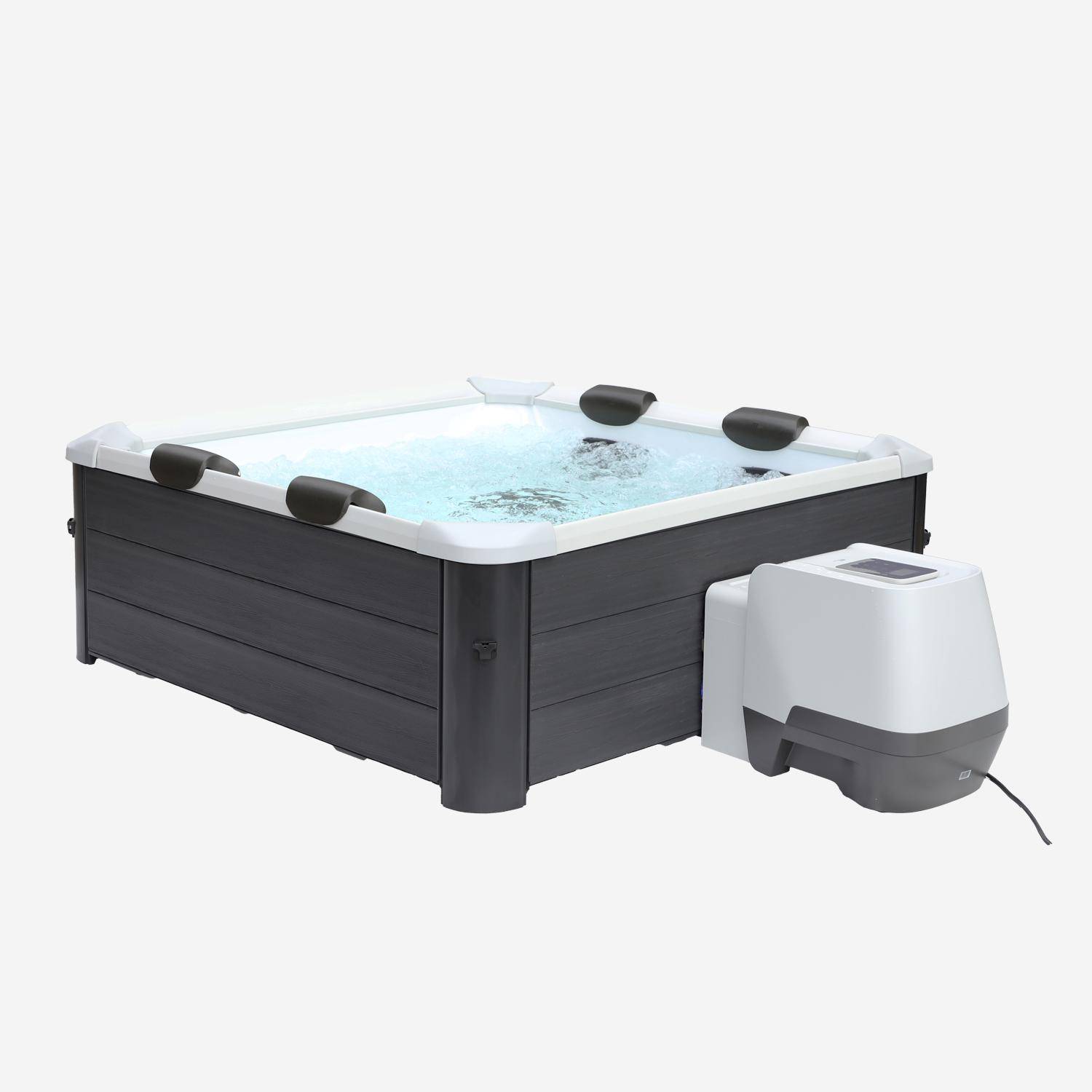 SPA rigide OSLO Plus MSPA 6 personnes gris, 4 coussins, bâche incluse, hydromassages système, 180 x 180 x 65 cm Photo5