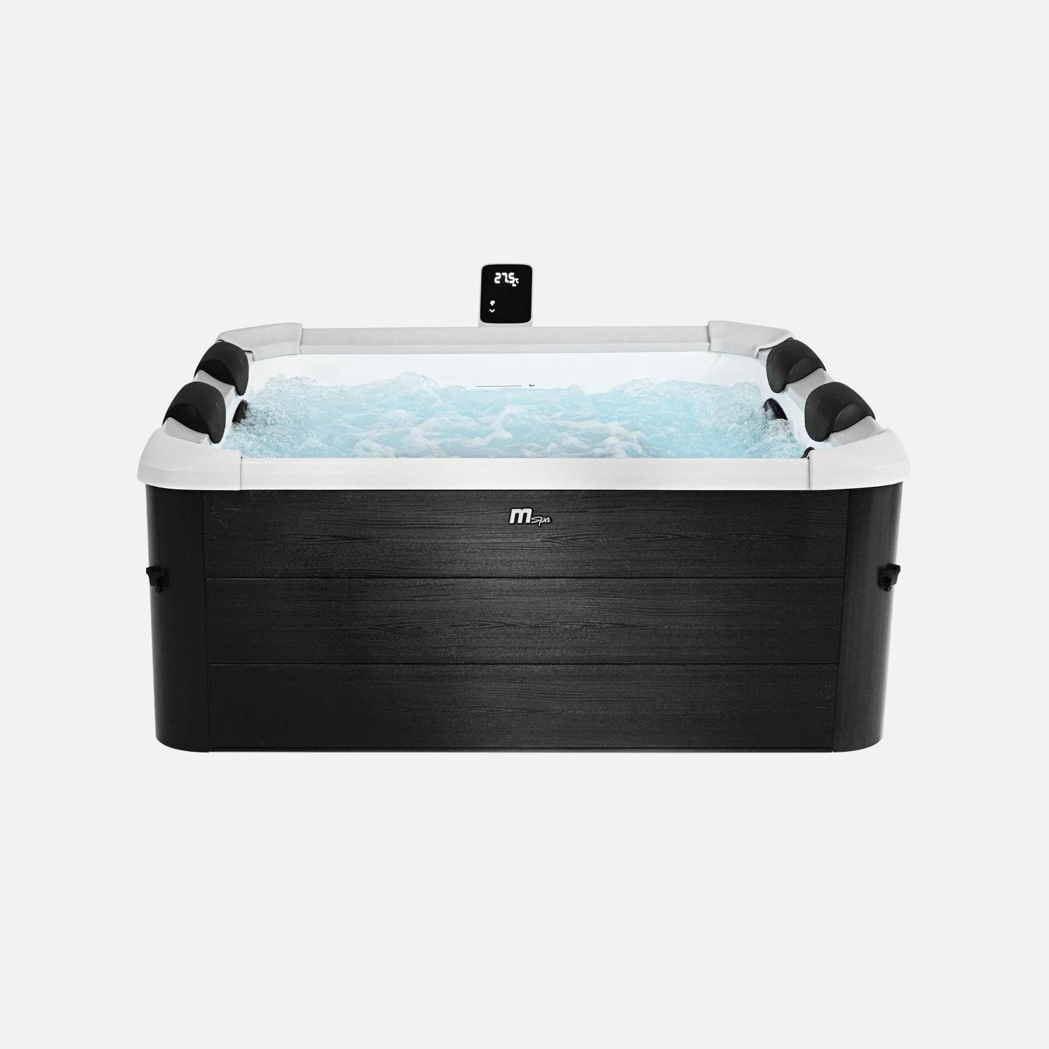 SPA rigide 6 personnes gris, 4 coussins, bâche incluse, hydromassages système, 180 x 180 x 65 cm,sweeek,Photo5
