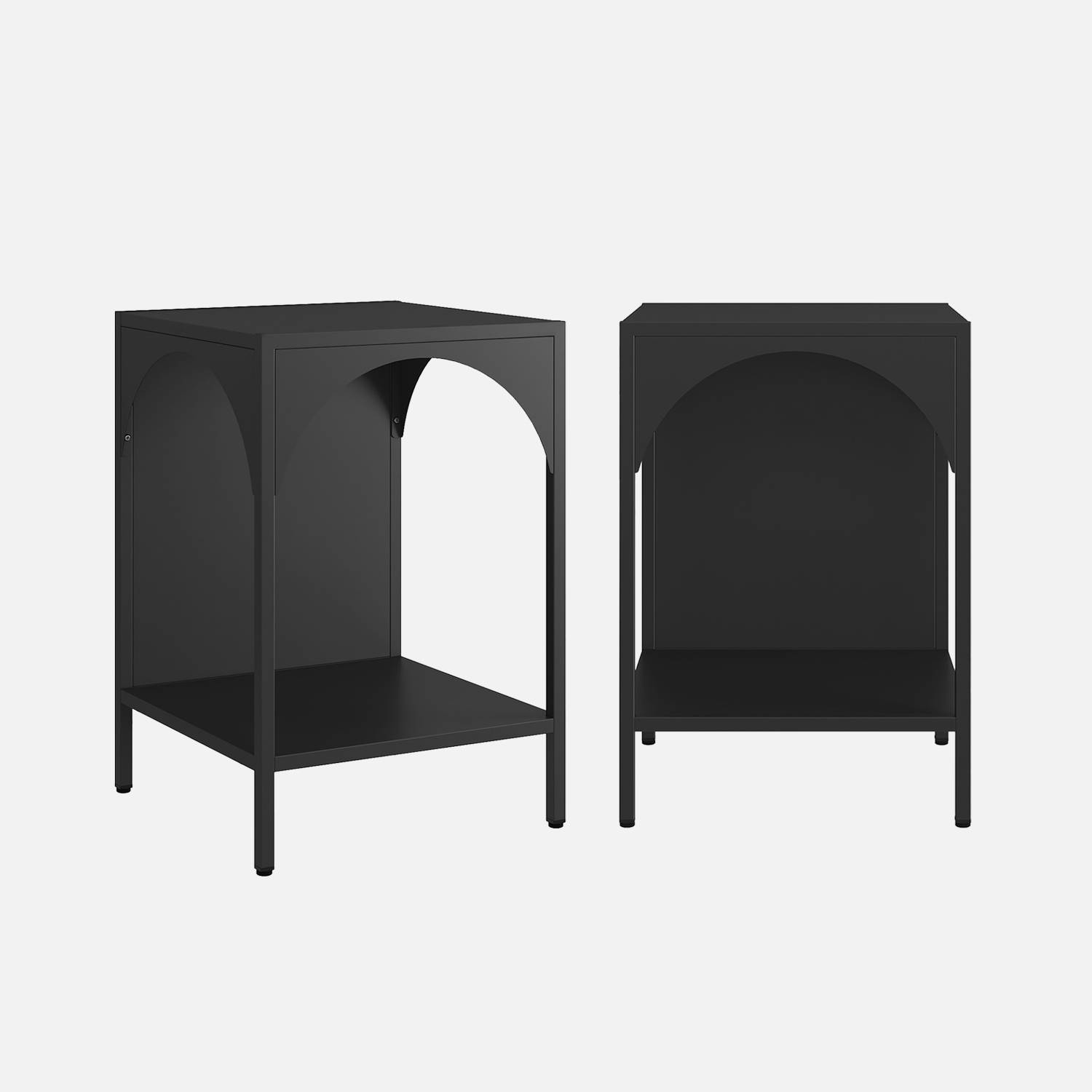 Mesa de cabeceira em metal, set de 2, Preto