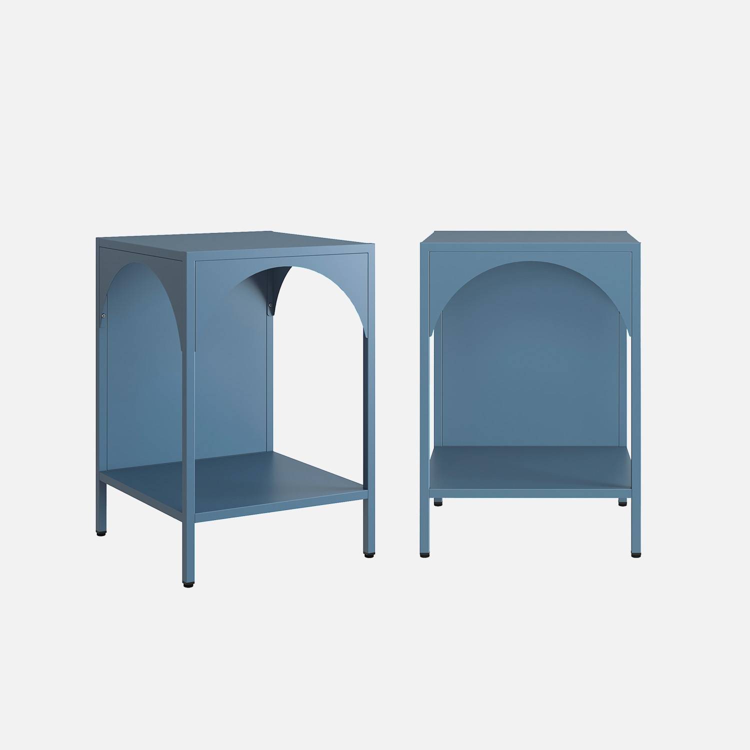 Pair of metal bedside tables, Petrol Blue