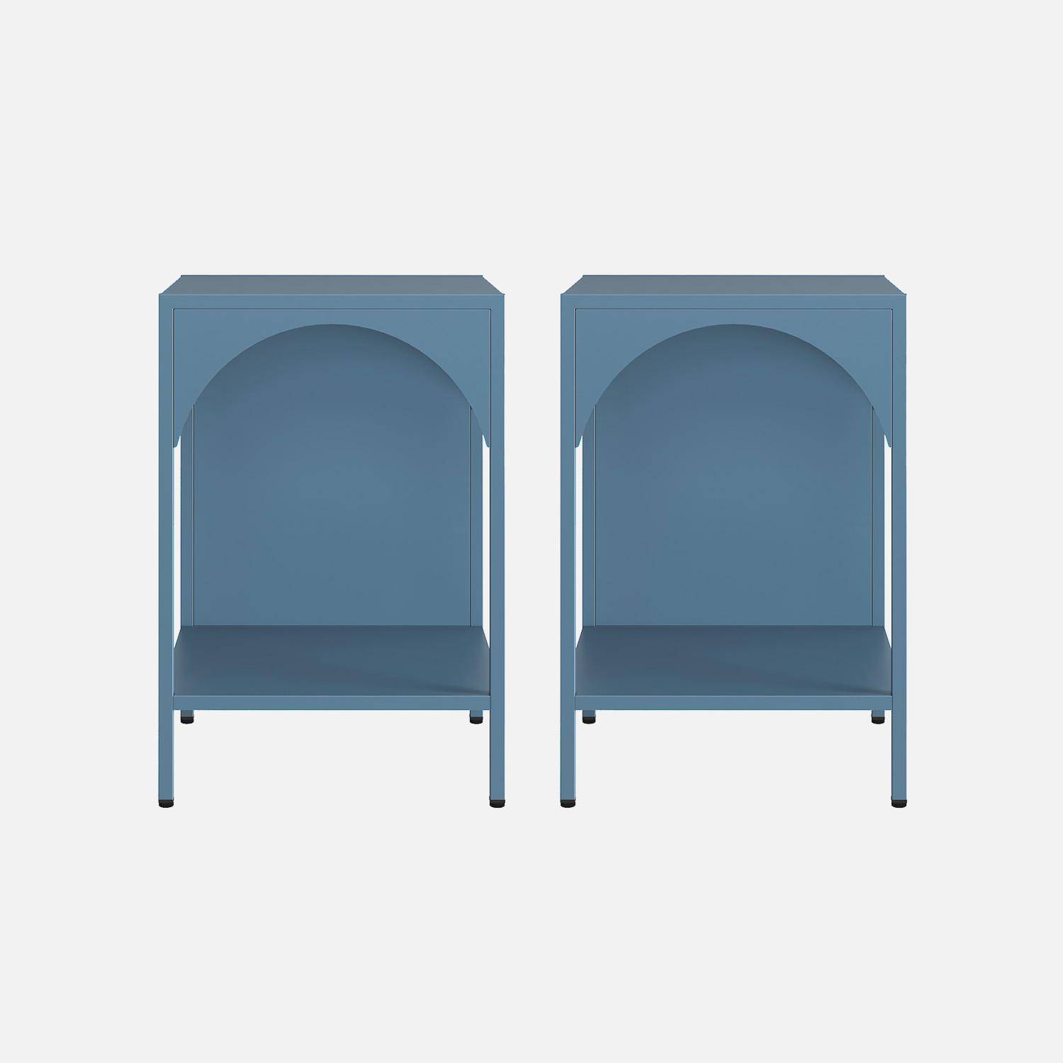 Mesita de noche industrial de metal, set de 2 Azul gris - 35x35x52 cm,sweeek,Photo4