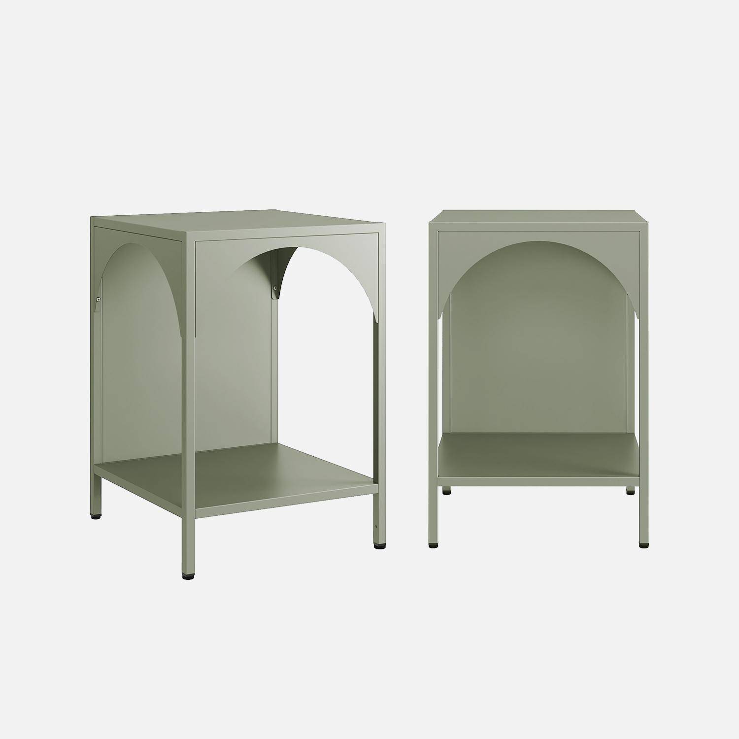 Lot de 2 tables de chevet, tables d'appoint en acier style industriel, vert, L 35 x l 35 x H 51cm Photo3