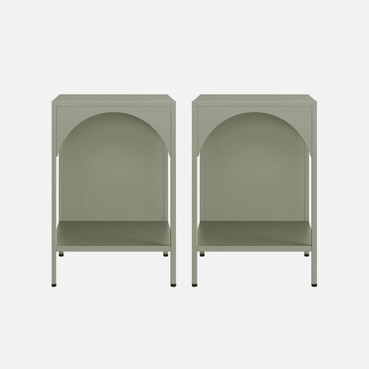 Lot de 2 tables de chevet, tables d'appoint en acier style industriel, vert, L 35 x l 35 x H 51cm Photo5
