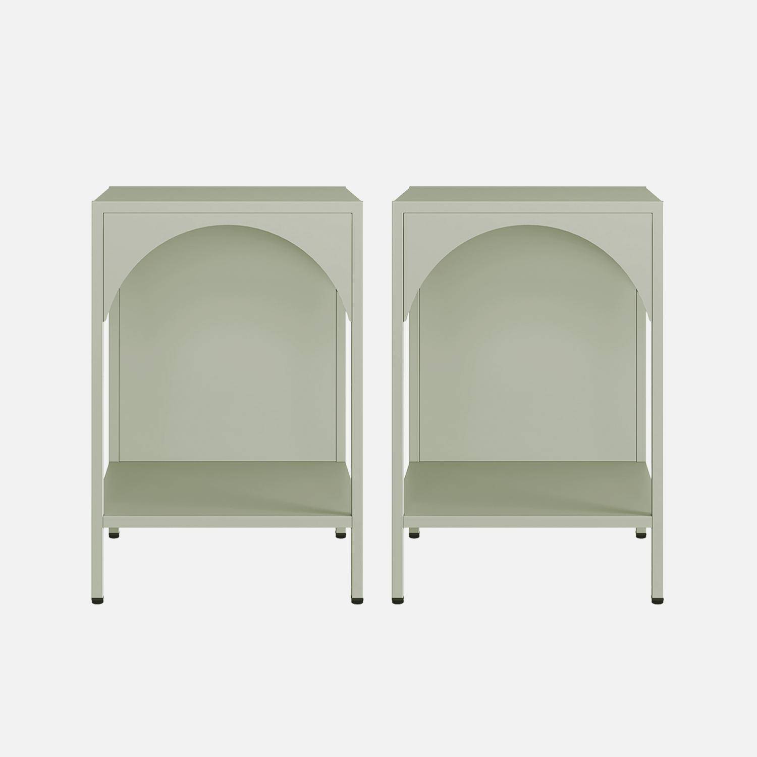 Mesita de noche industrial de metal, set de 2 Verde claro - 35x35x52 cm,sweeek,Photo4