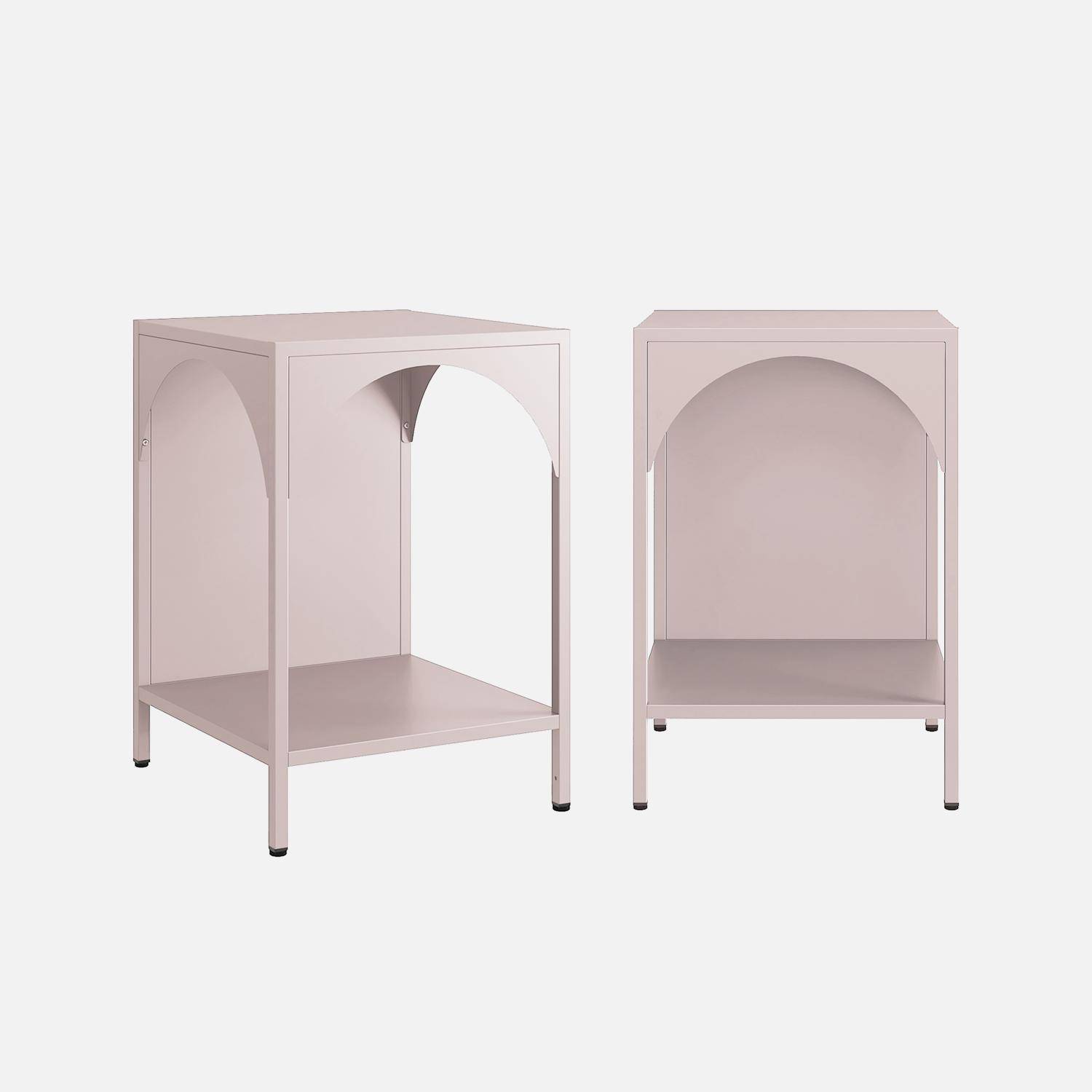 Lot de 2 tables de chevet, tables d'appoint en acier style industriel, rose, L 35 x l 35 x H 51cm Photo3