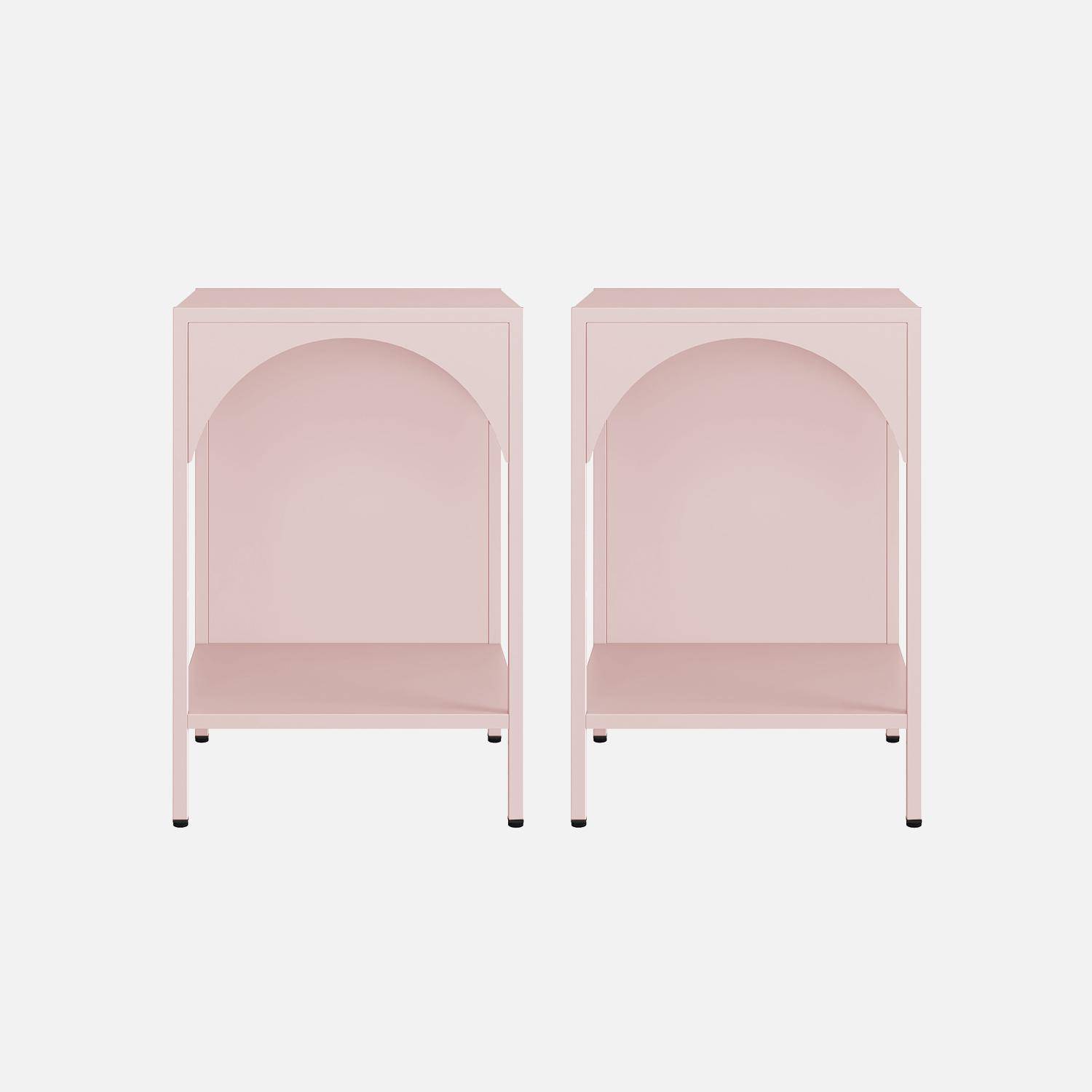 Mesita de noche de metal, set de 2, Soho, Rosa, 35x35x52 cm Photo6