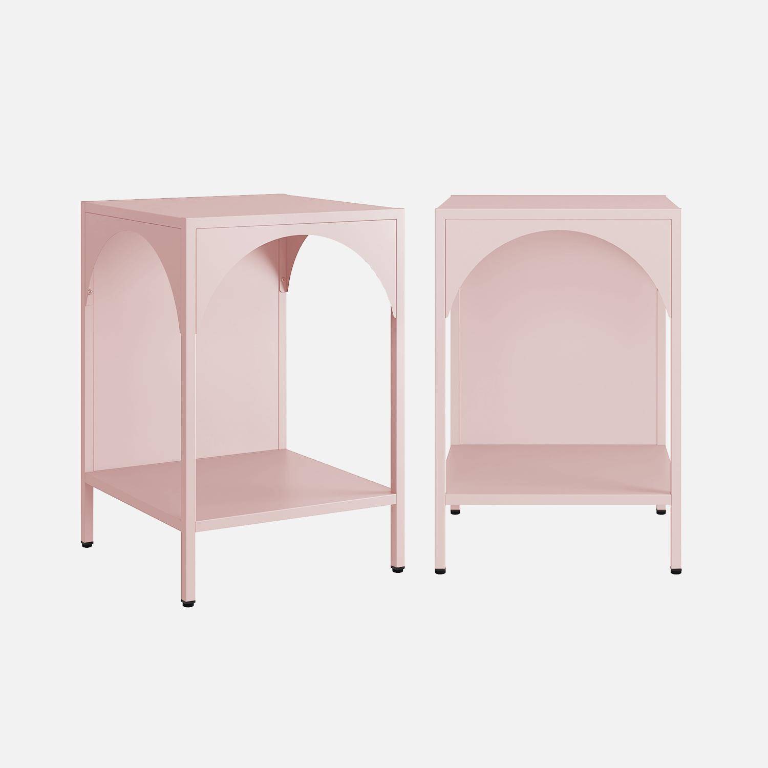 Mesita de noche de metal, set de 2, Soho, Rosa, 35x35x52 cm,sweeek,Photo3