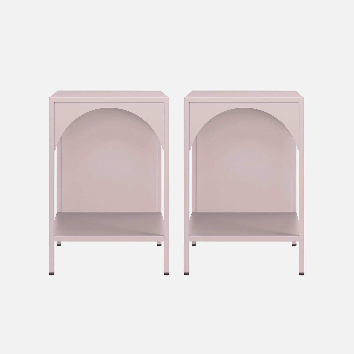 Lot de 2 tables de chevet, tables d'appoint en acier style industriel, rose, L 35 x l 35 x H 51cm Photo5