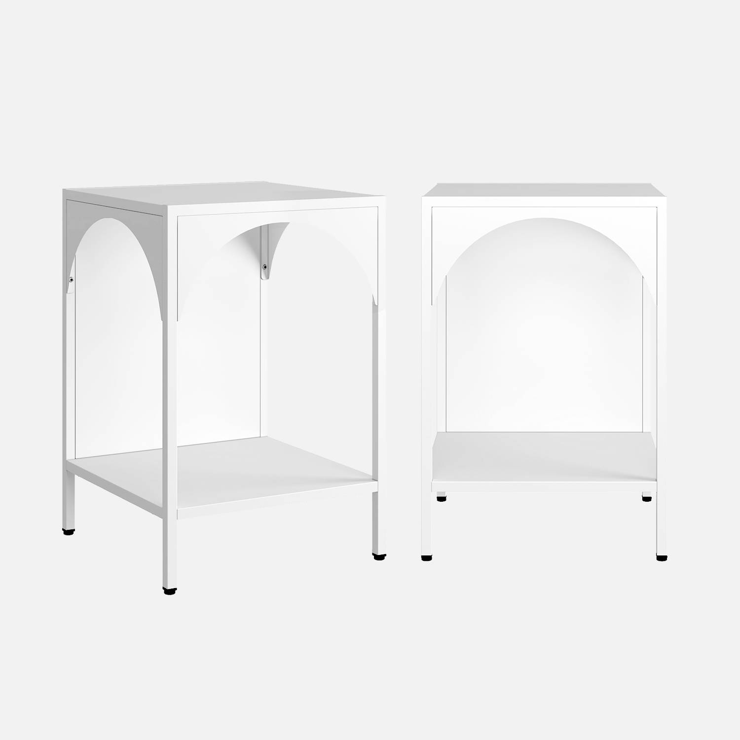 Mesa de cabeceira em metal, set de 2, Branco